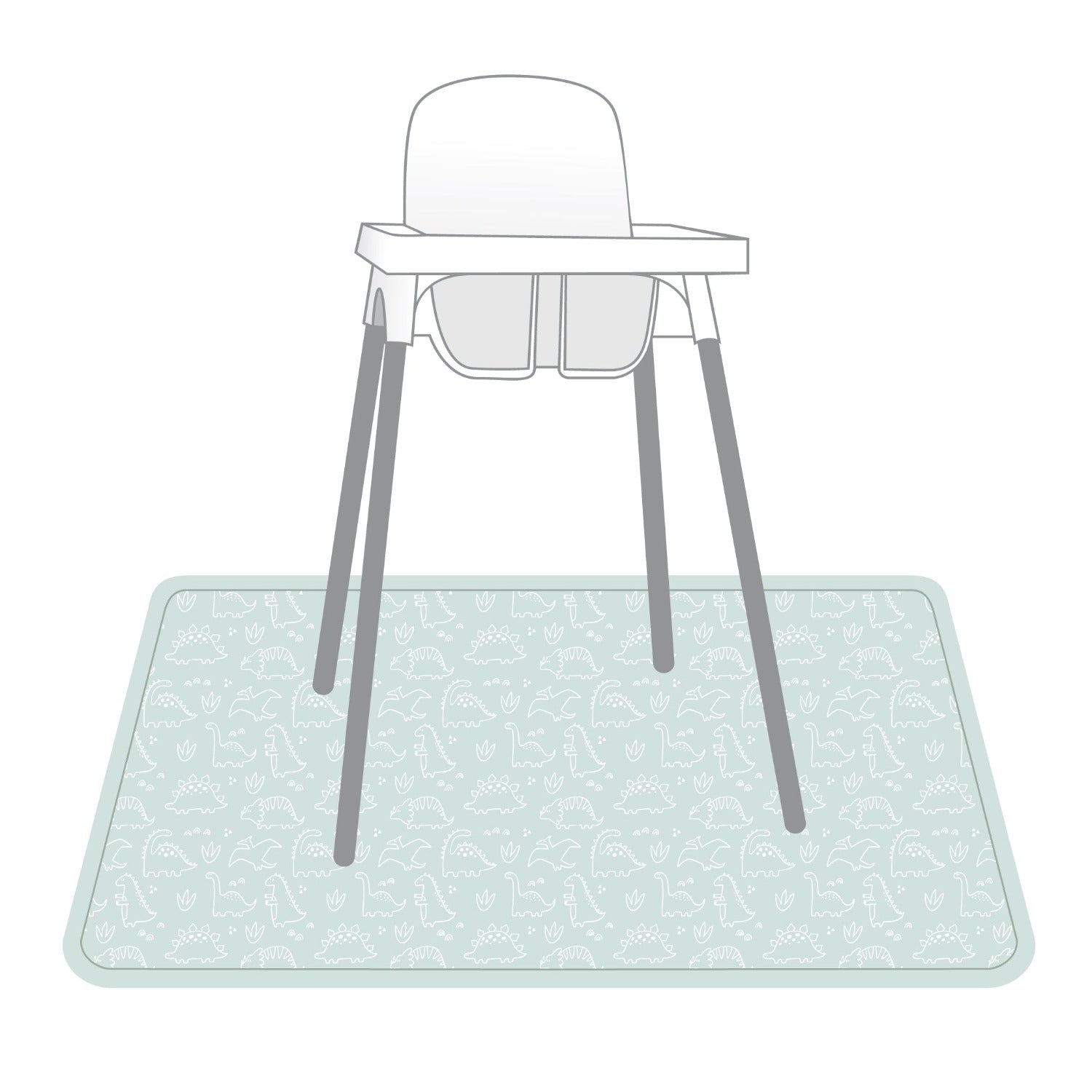 Dino Friends - Sage Splash Mat - A Waterproof Catch-All for Highchair Spills and More!  BapronBaby