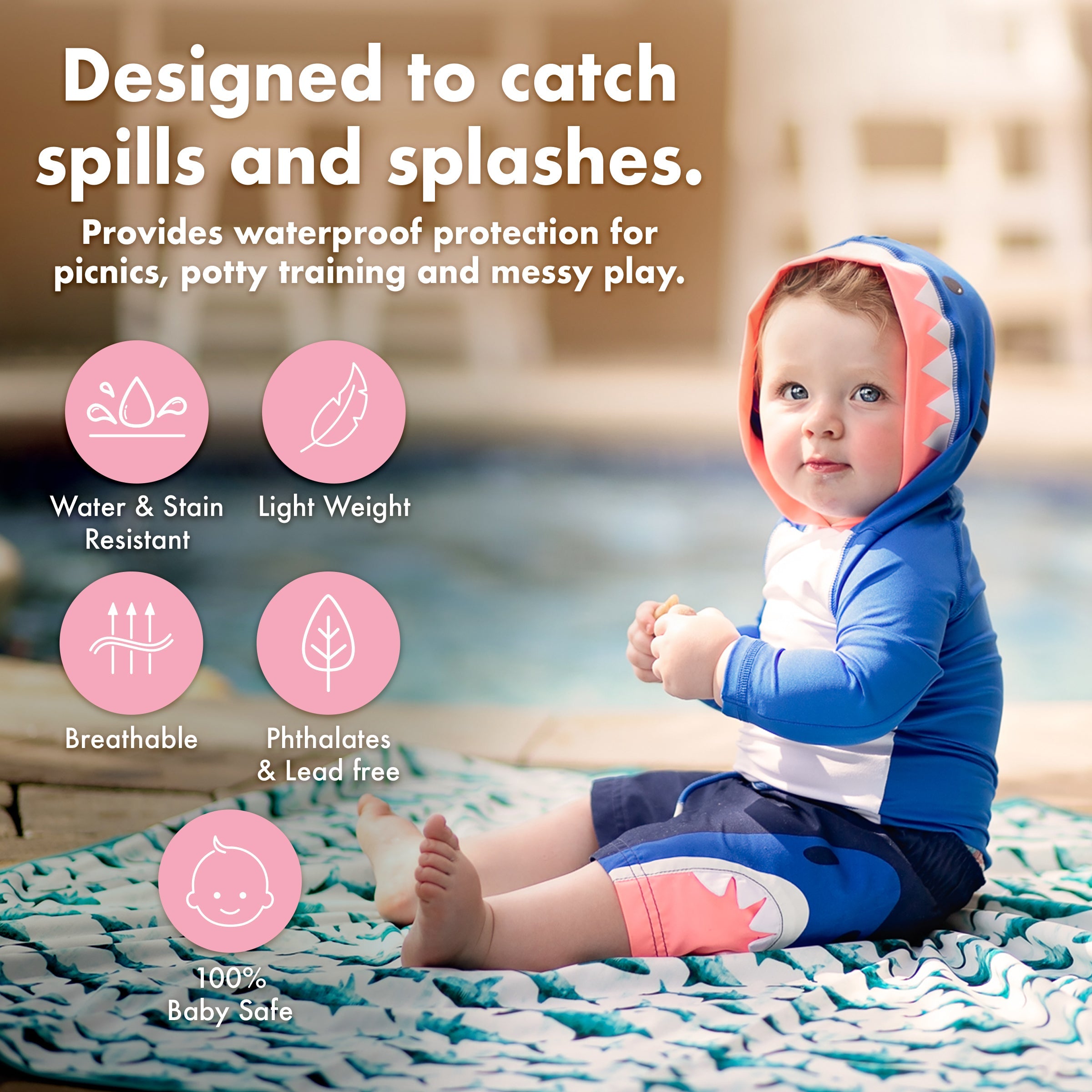 Camping Bears Splash Mat - A Waterproof Catch-All for Highchair Spills and More!