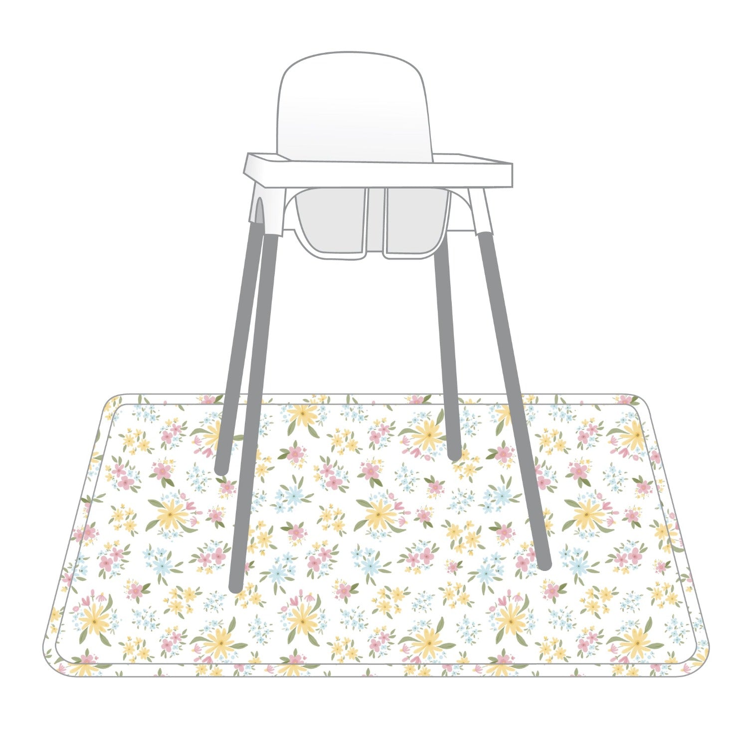 Pastel Floral Splash Mat - A Waterproof Catch-All for Highchair Spills and More!  BapronBaby