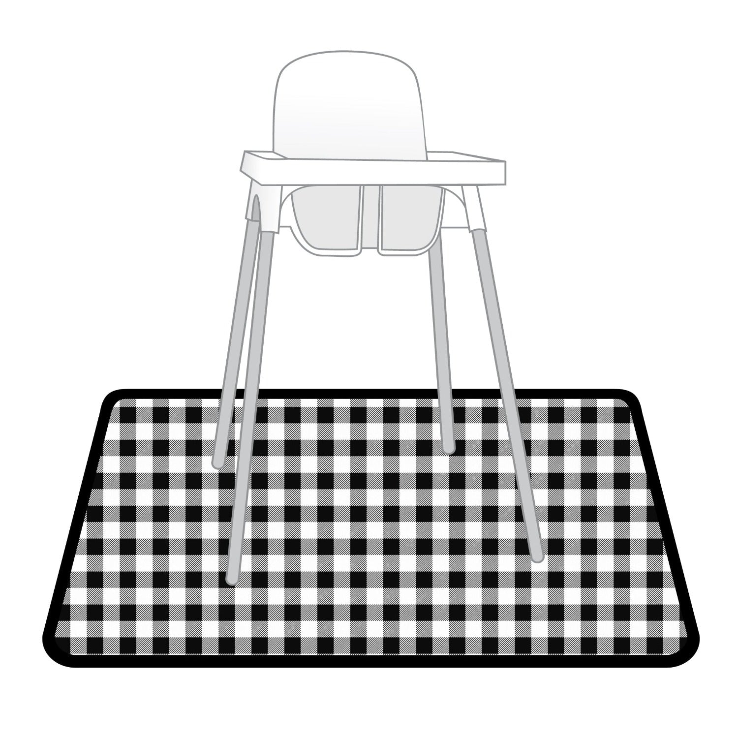 White Buffalo Plaid Splash Mat  - A Waterproof Catch-All for Highchair Spills and More!  BapronBaby