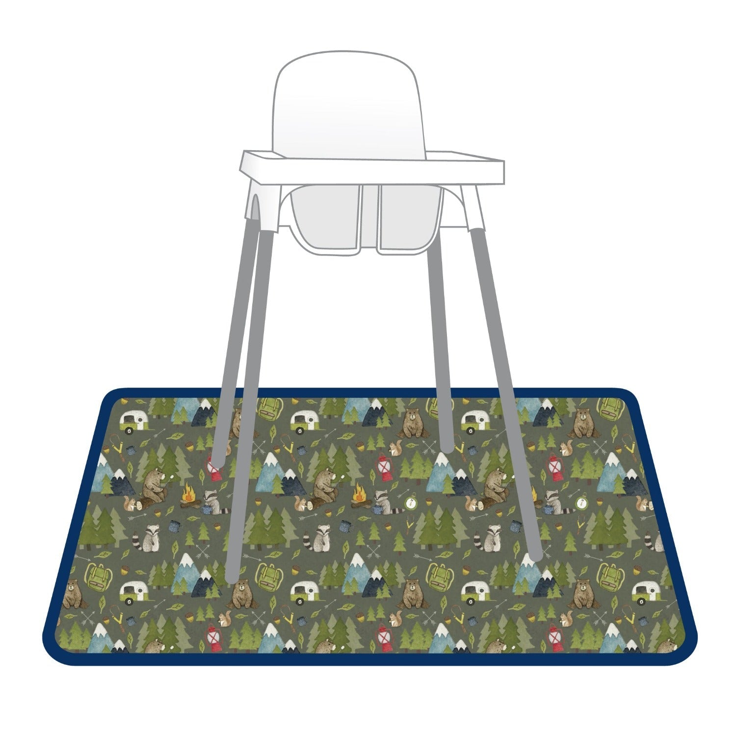 Camping Bears Splash Mat - A Waterproof Catch-All for Highchair Spills and More!  BapronBaby