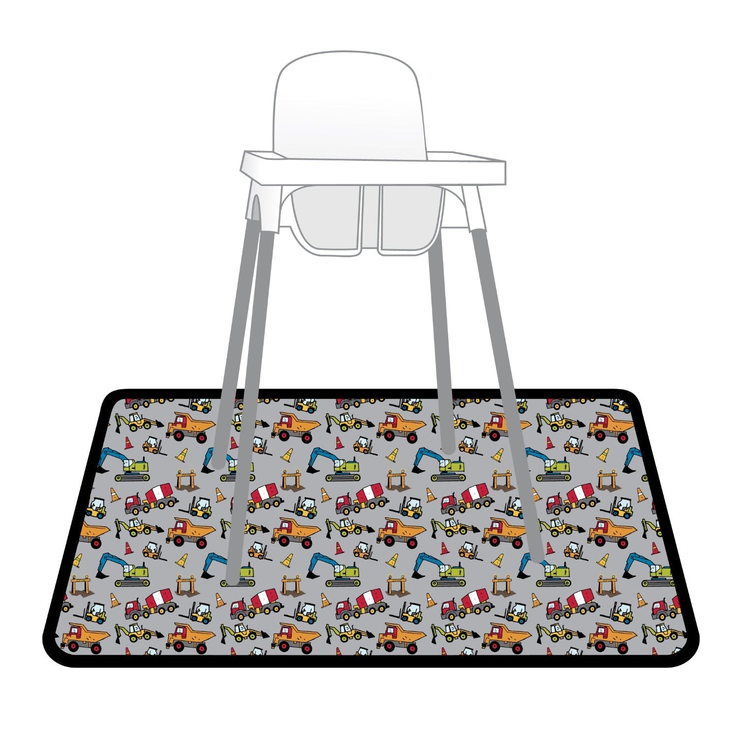 Construction Zone Splash Mat - A Waterproof Catch-All for Highchair Spills and More!  BapronBaby