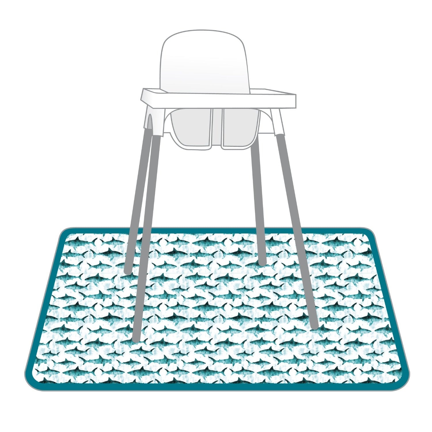 Shark Attack Splash Mat - A Waterproof Catch-All for Highchair Spills and More!  BapronBaby