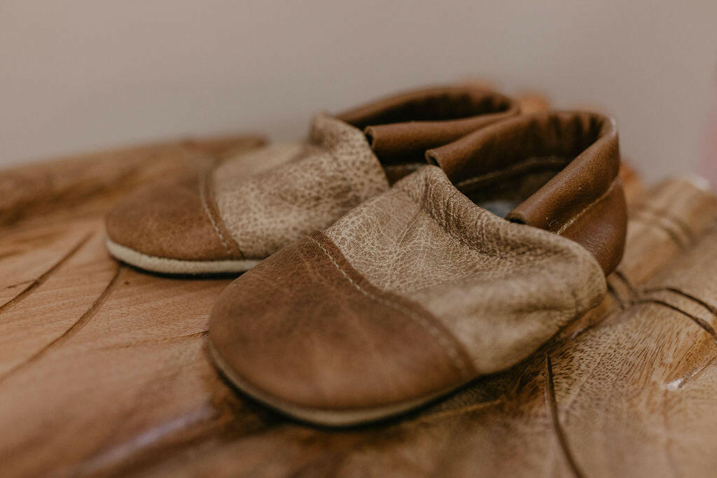 Wood/Latte Two Tone Loafers Shoes Baby and Toddler Baby Shoes Starry Knight Design