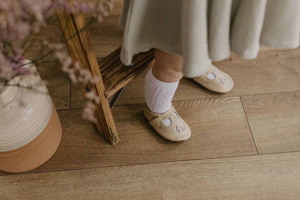 Flax T-strap Shoes Baby and Toddler Baby Shoes Starry Knight Design