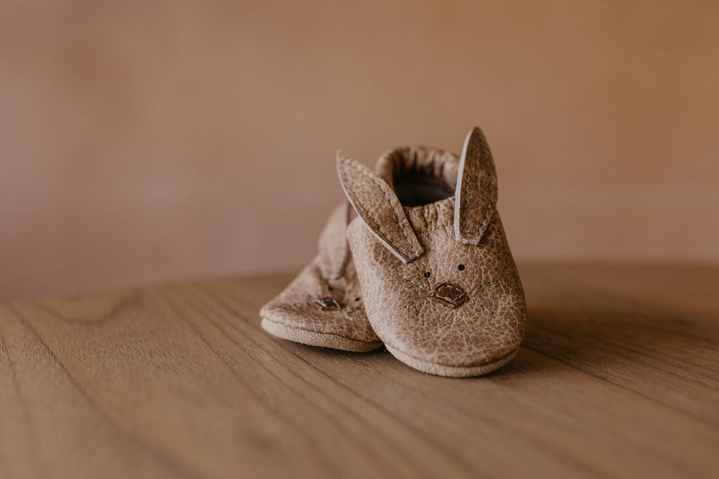 Latte Bunnies // Cute Critters Leather Shoes Baby and Toddler Bunny Baby Shoes Starry Knight Design