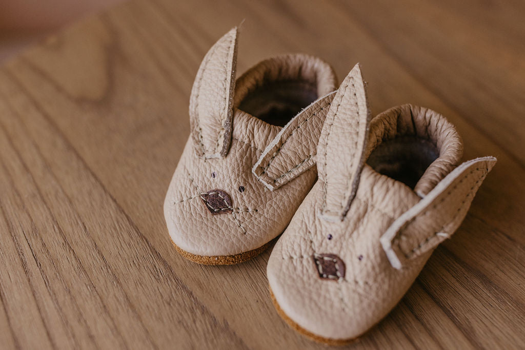 Flax Bunnies // Cute Critters Leather Shoes Baby and Toddler Bunny Baby Shoes Starry Knight Design