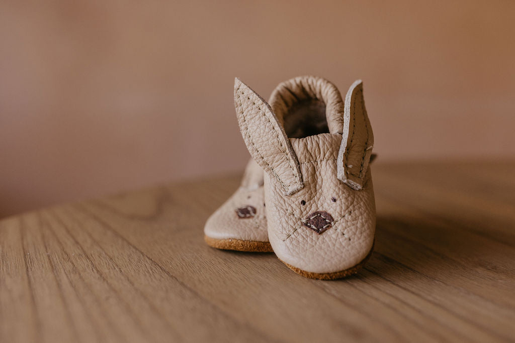 Flax Bunnies // Cute Critters Leather Shoes Baby and Toddler Bunny Baby Shoes Starry Knight Design