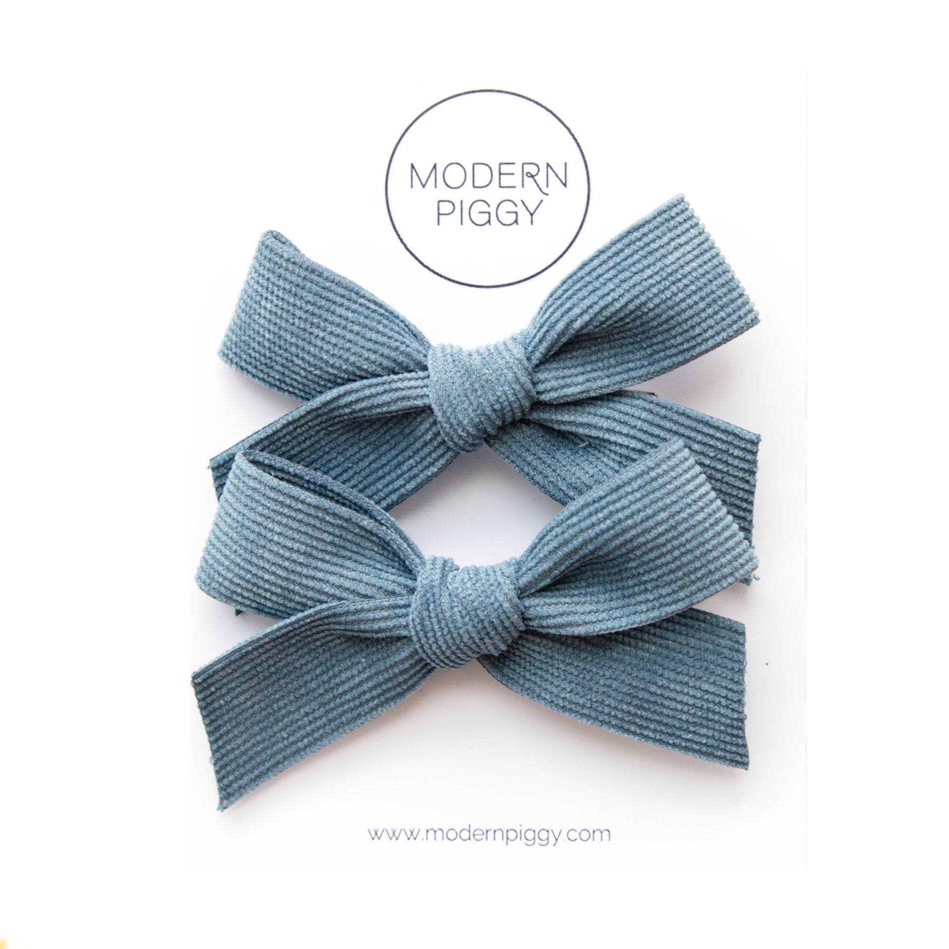 Morning Mist | Pigtail Set - Corduroy Ribbon Bow