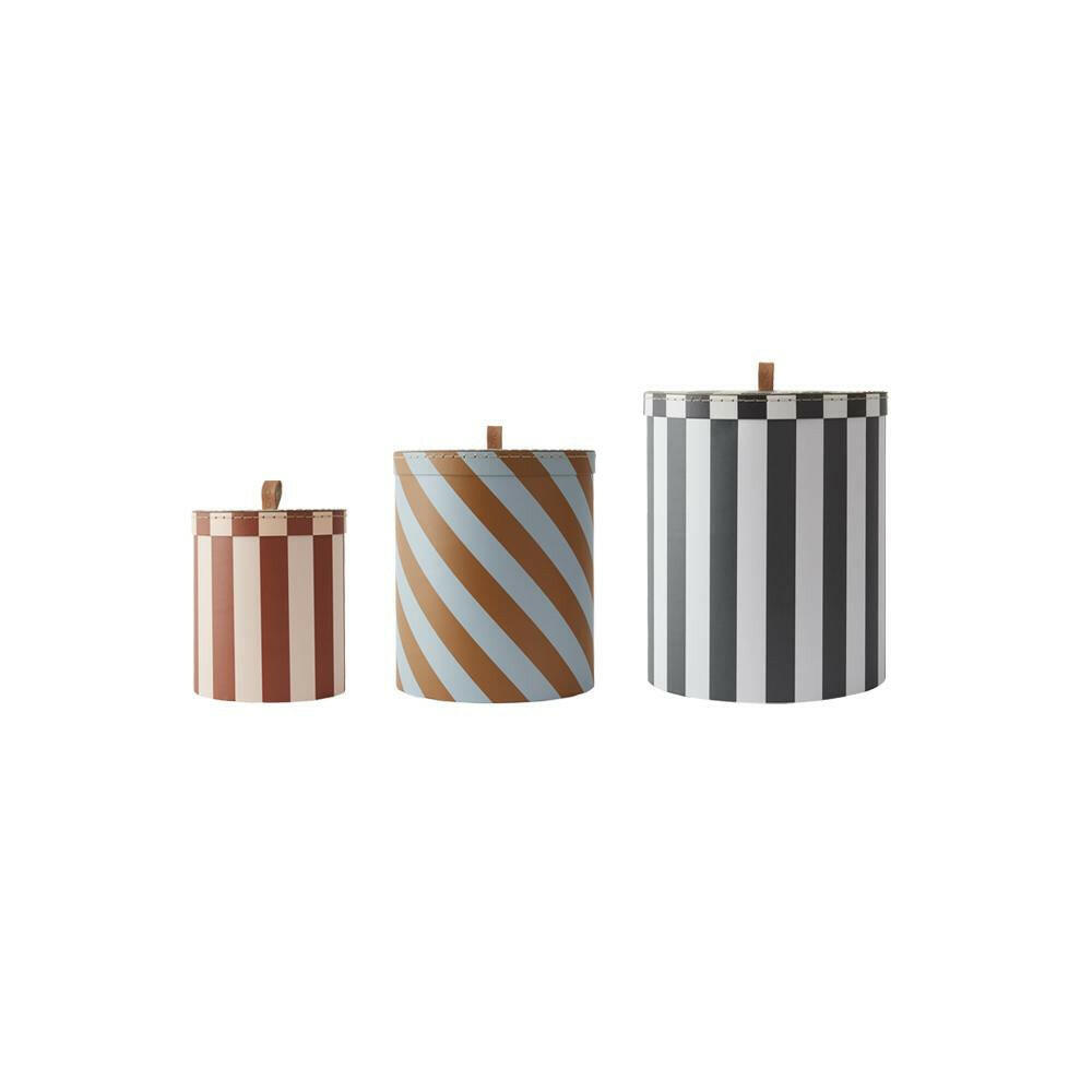 Storage Box - Set of 3 - Round - Various Colors OYOY