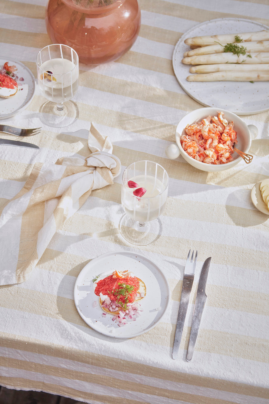 Striped Tablecloth - Small - Vanilla