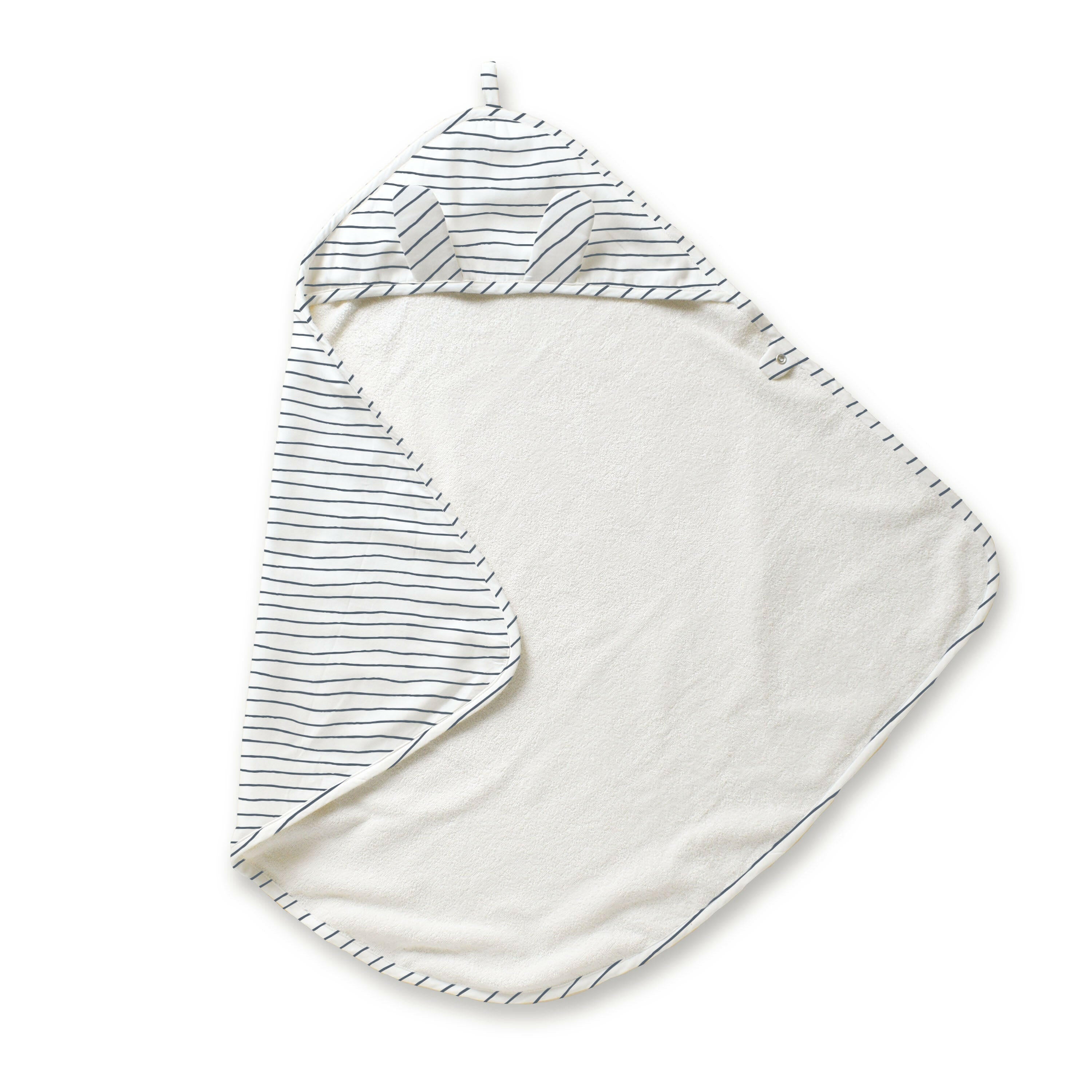 Organic Baby Towel - Navy Stripes Hooded Towel Makemake Organics