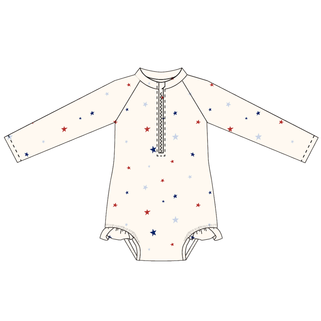 Little Fireworks Long Sleeve Swimsuit