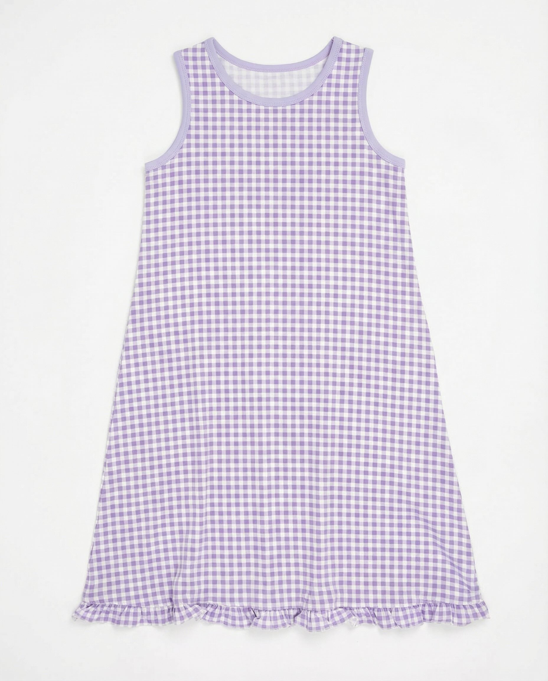 Summer Boho Dress - Gingham Purple