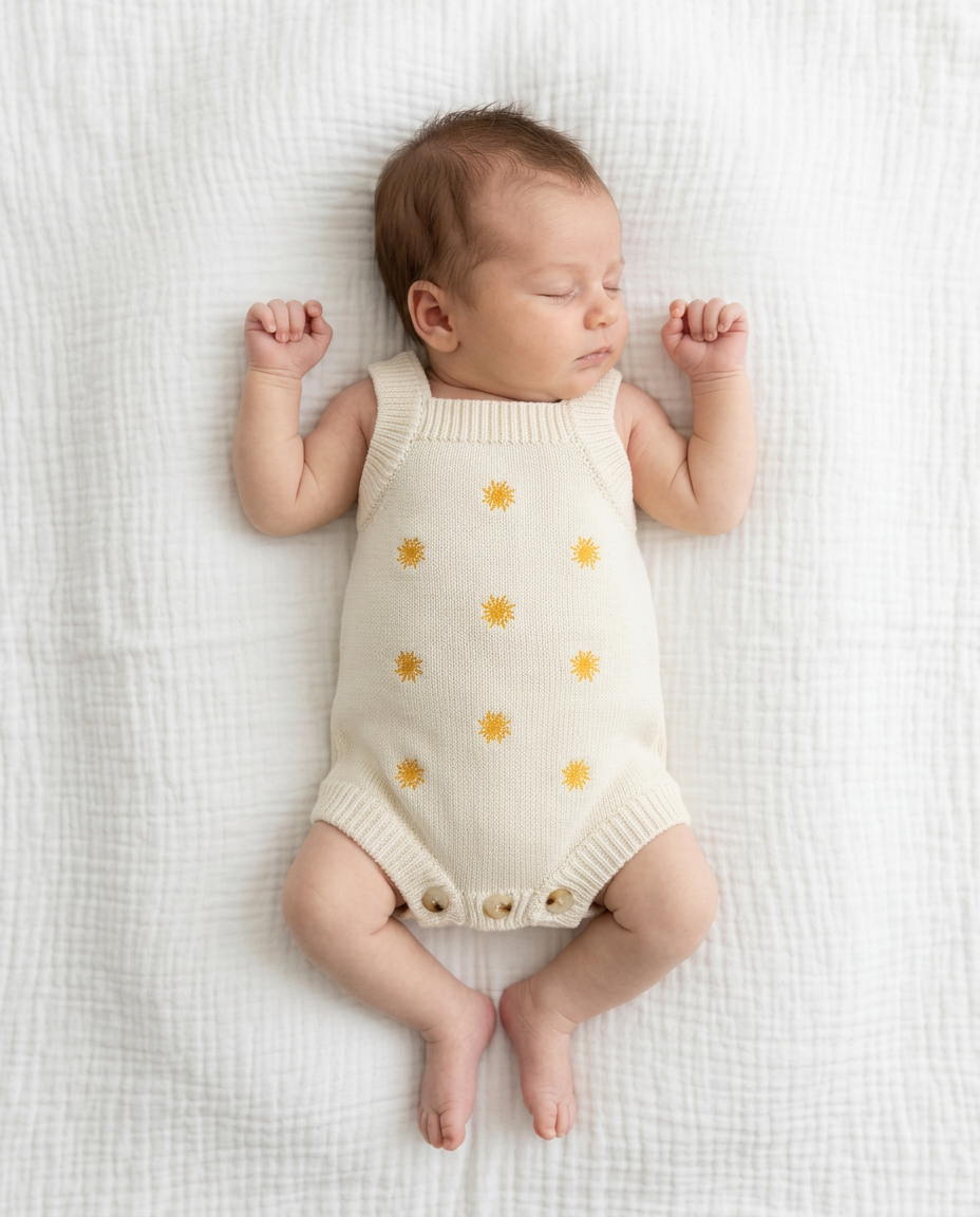 Sunshine Embroidery Romper - Cream