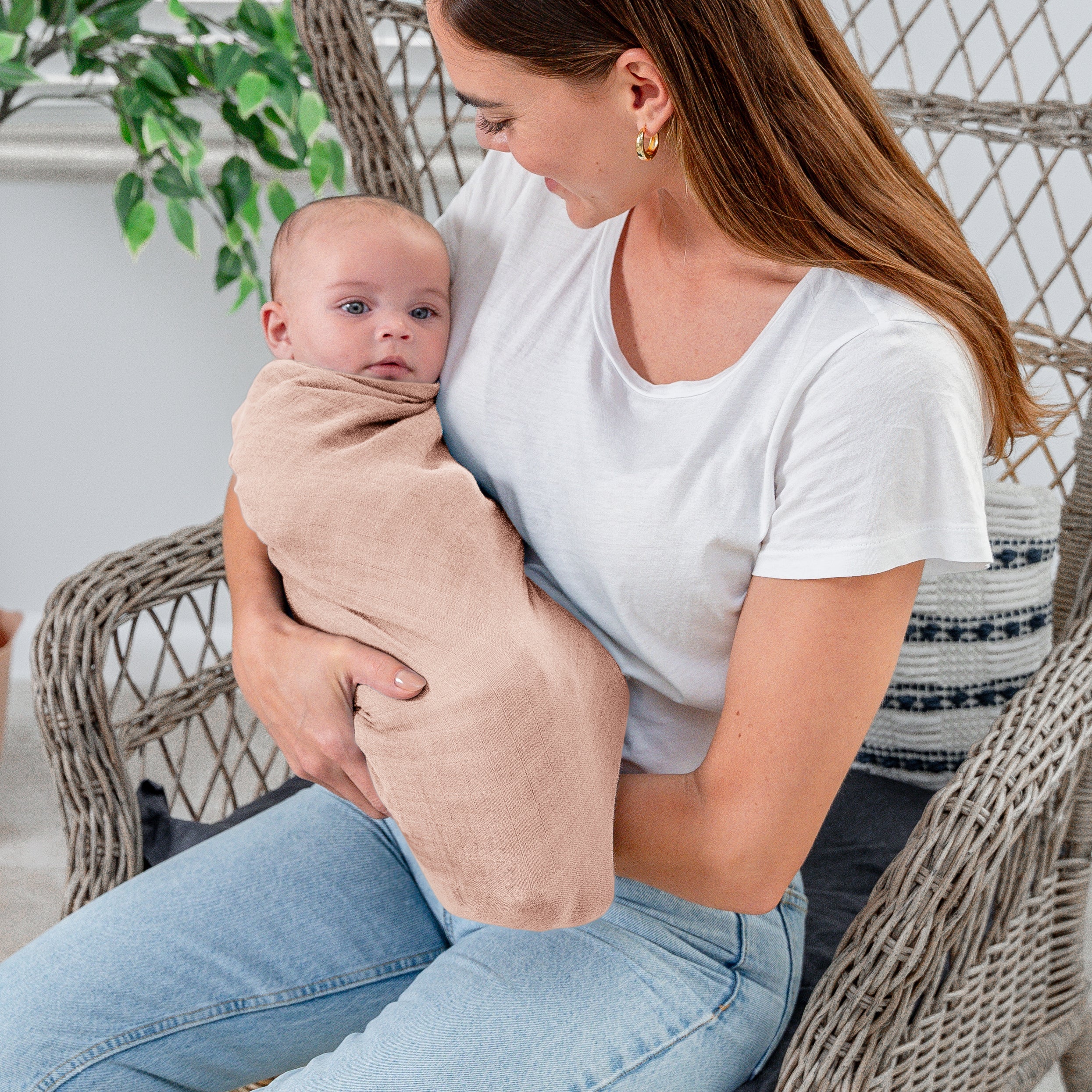 Muslin Swaddle Blanket in Blush, 1 Pack