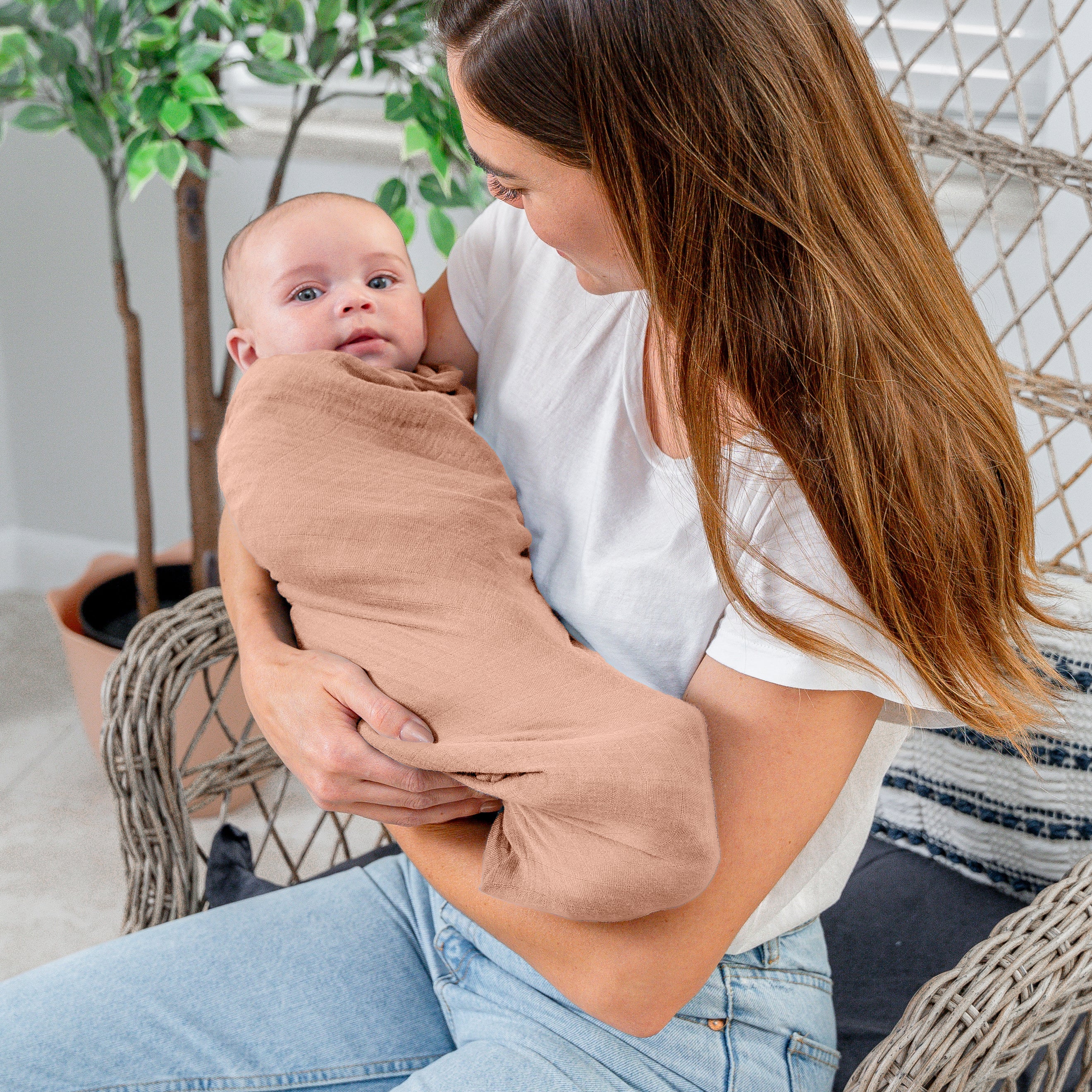 Muslin Swaddle Blanket, 1 Pack by Comfy Cubs - Cedar with Custom Options