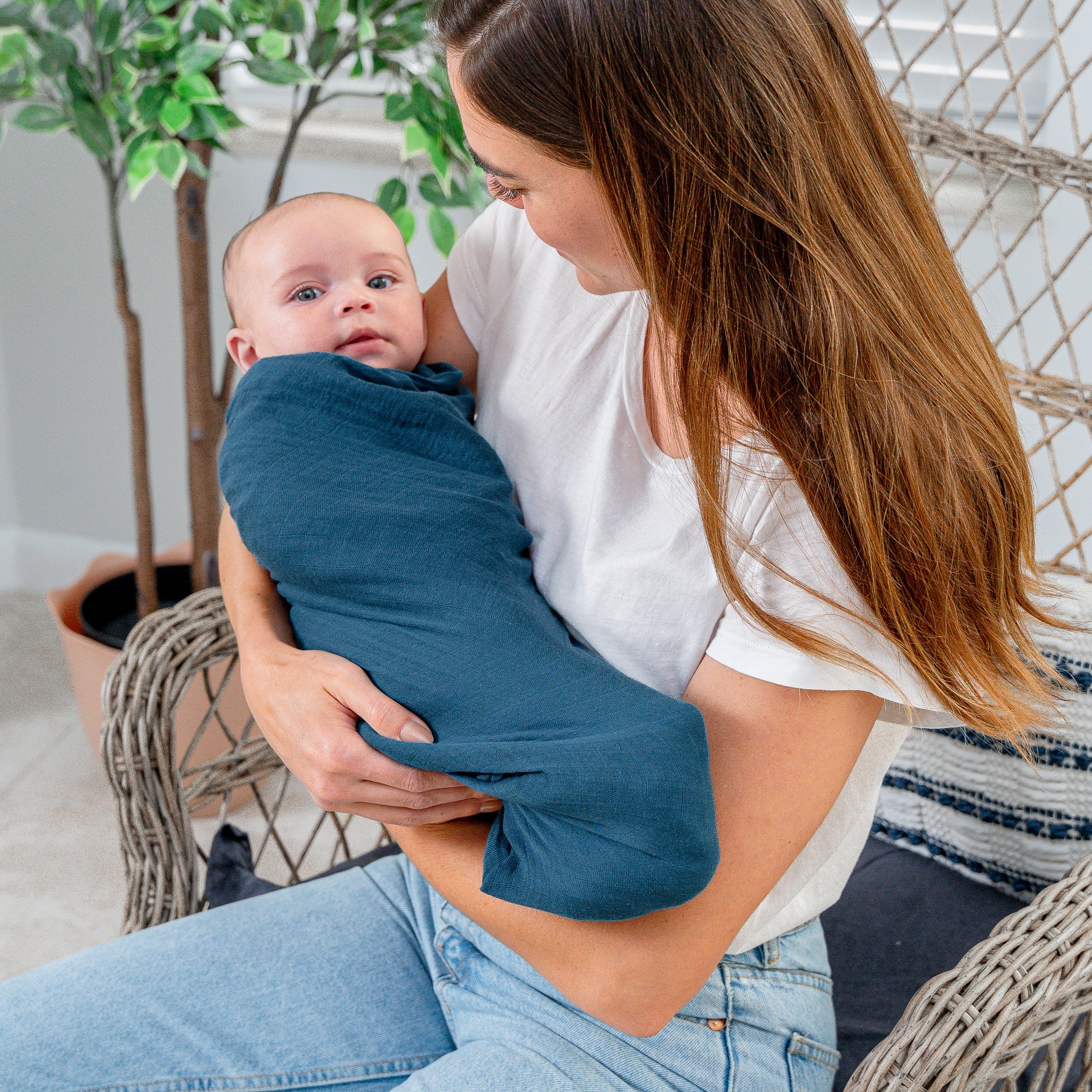 Muslin Swaddle Blanket in Neptune, 1 Pack