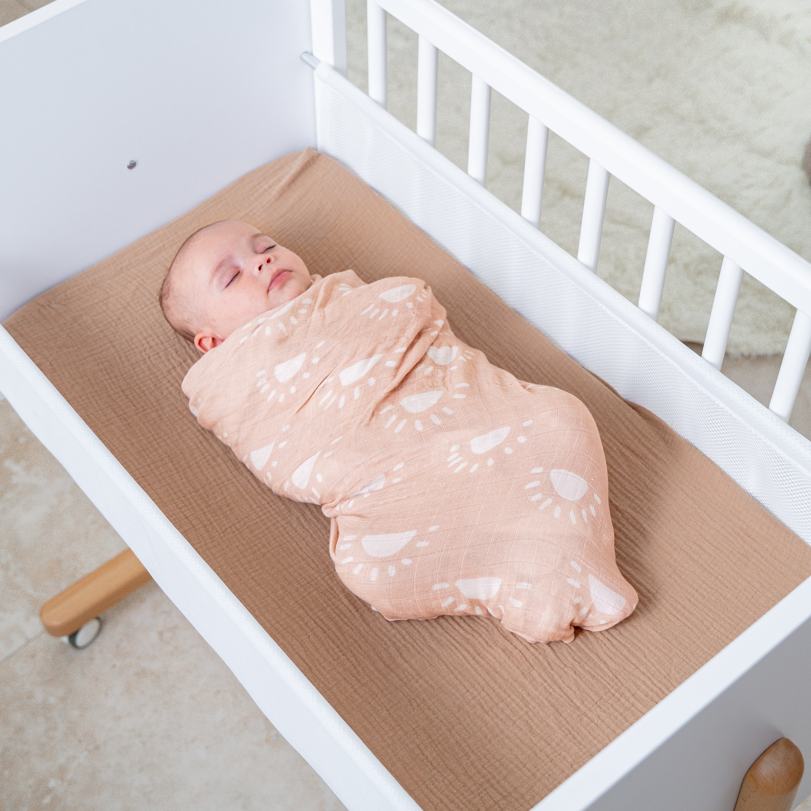 Muslin Swaddle Blanket, 1 Pack by Comfy Cubs in Blush Sun with Custom Options
