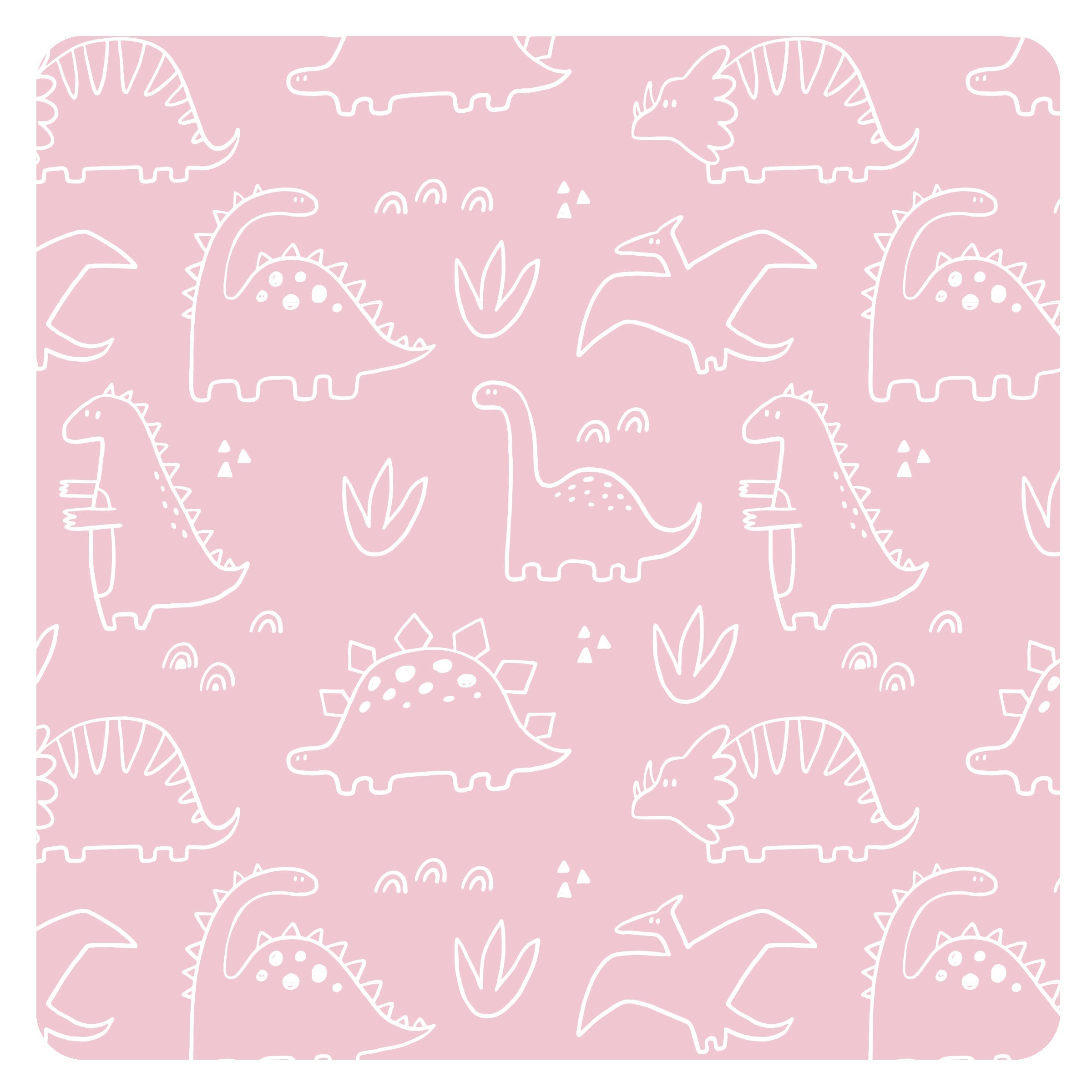 Dino Friends - Blush Splash Mat - A Waterproof Catch-All for Highchair Spills and More! BapronBaby