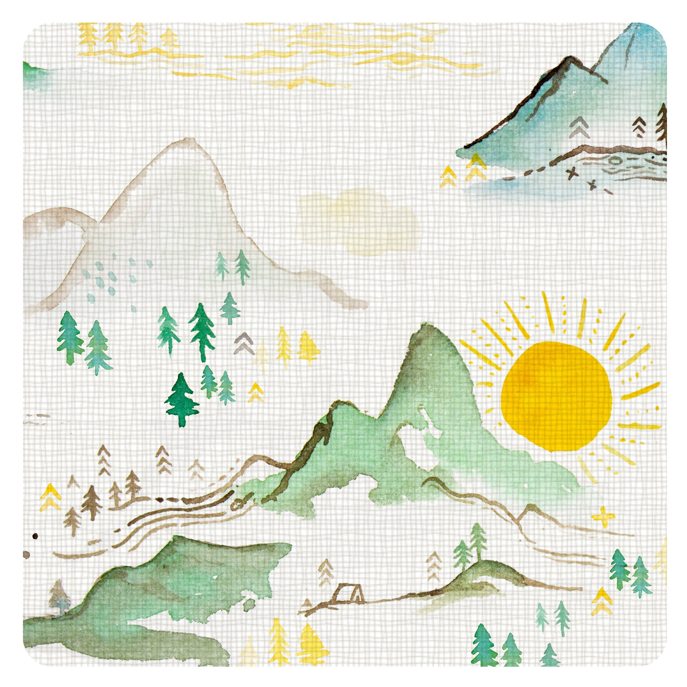 Mountain Mist Splash Mat - A Waterproof Catch-All for Highchair Spills and More! BapronBaby