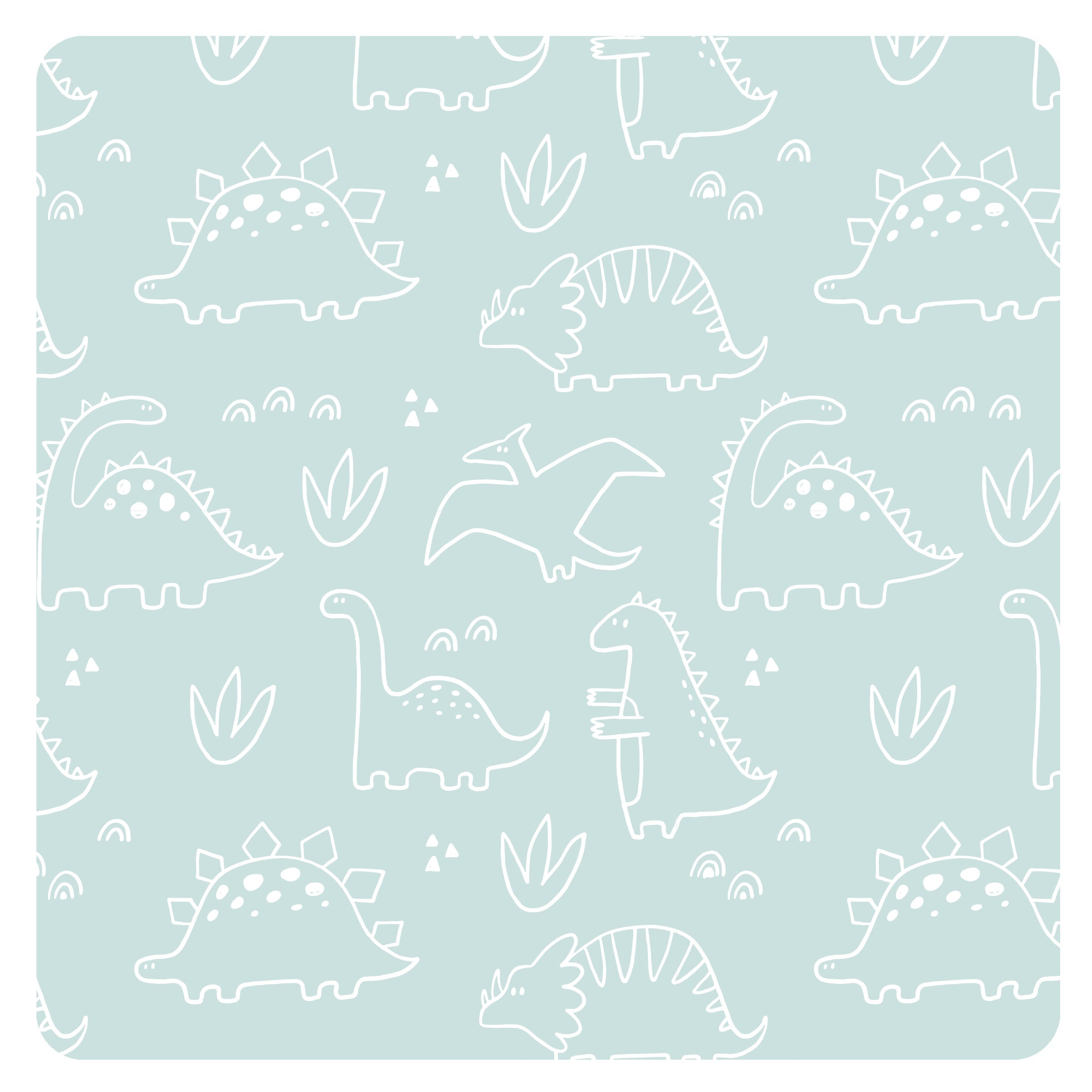 Dino Friends - Sage Splash Mat - A Waterproof Catch-All for Highchair Spills and More! BapronBaby