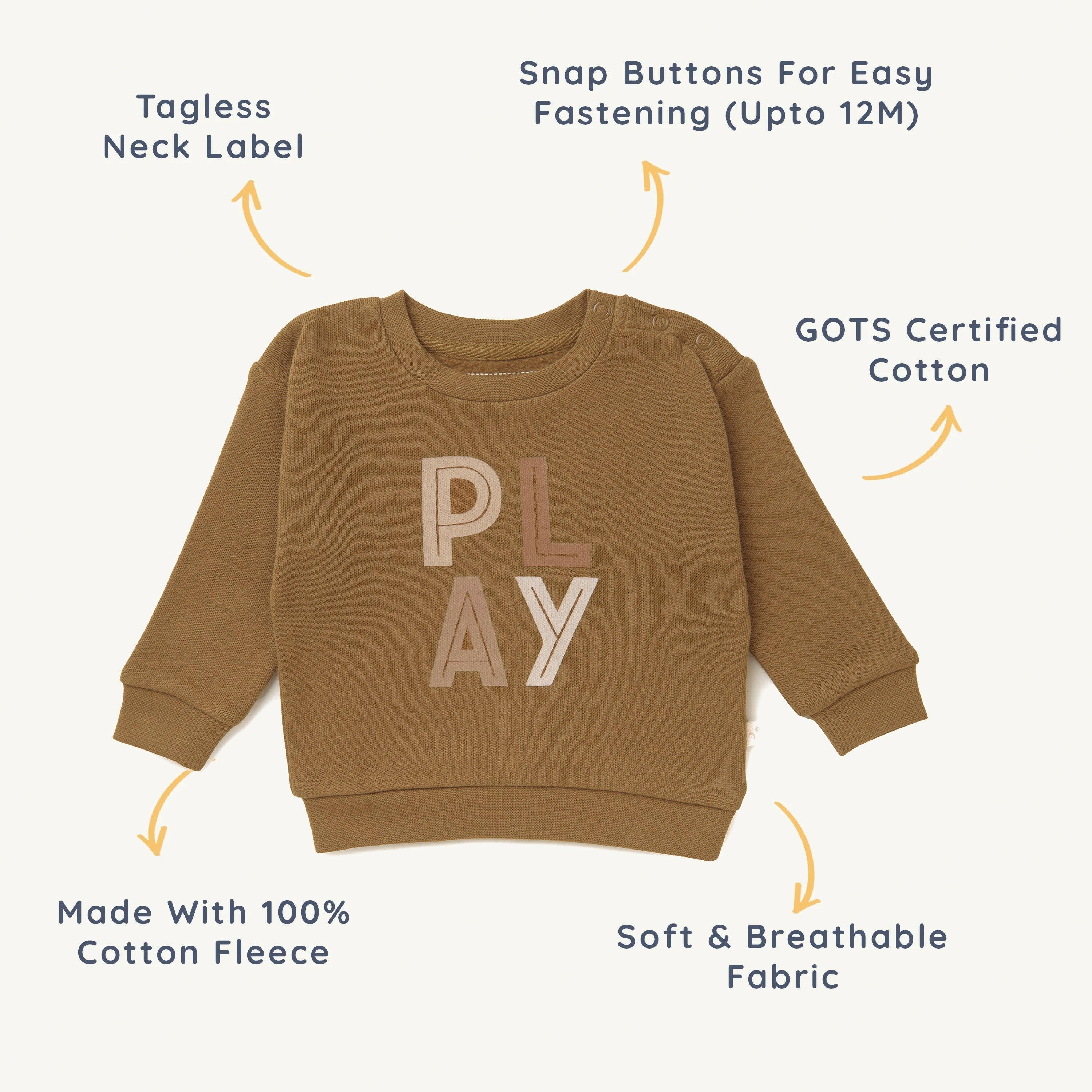 Organic Kids Sweatshirt - Play Sweatshirt Makemake Organics