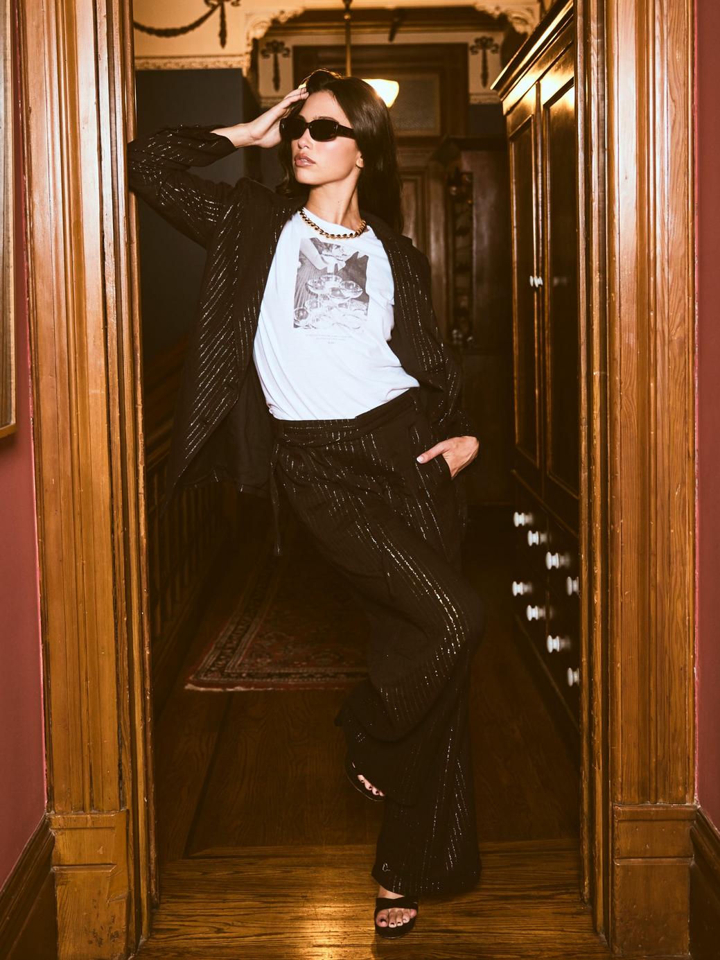 Sloan Blazer - Black Lurex Stripe - FINAL SALE