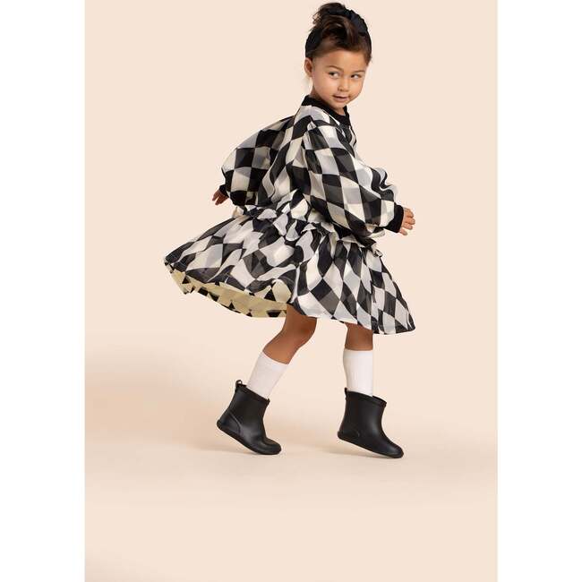 Girls Hi-Low Organza & Terry Dress - Black