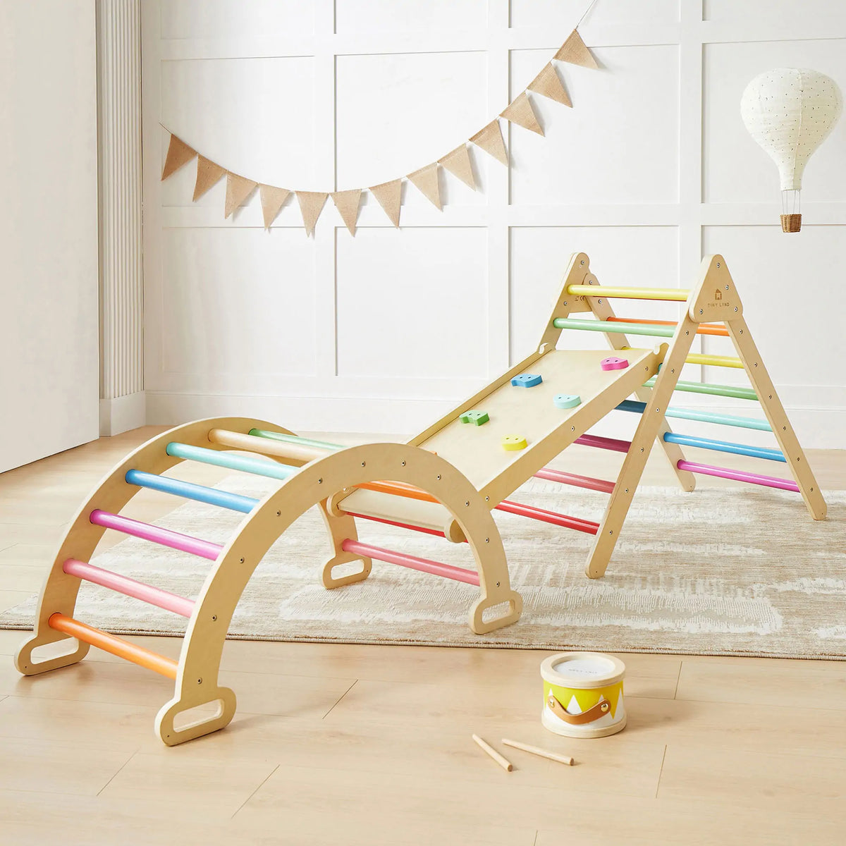 Tiny Land® Pikler Triangle 7-in-1 Montessori Climbing Set