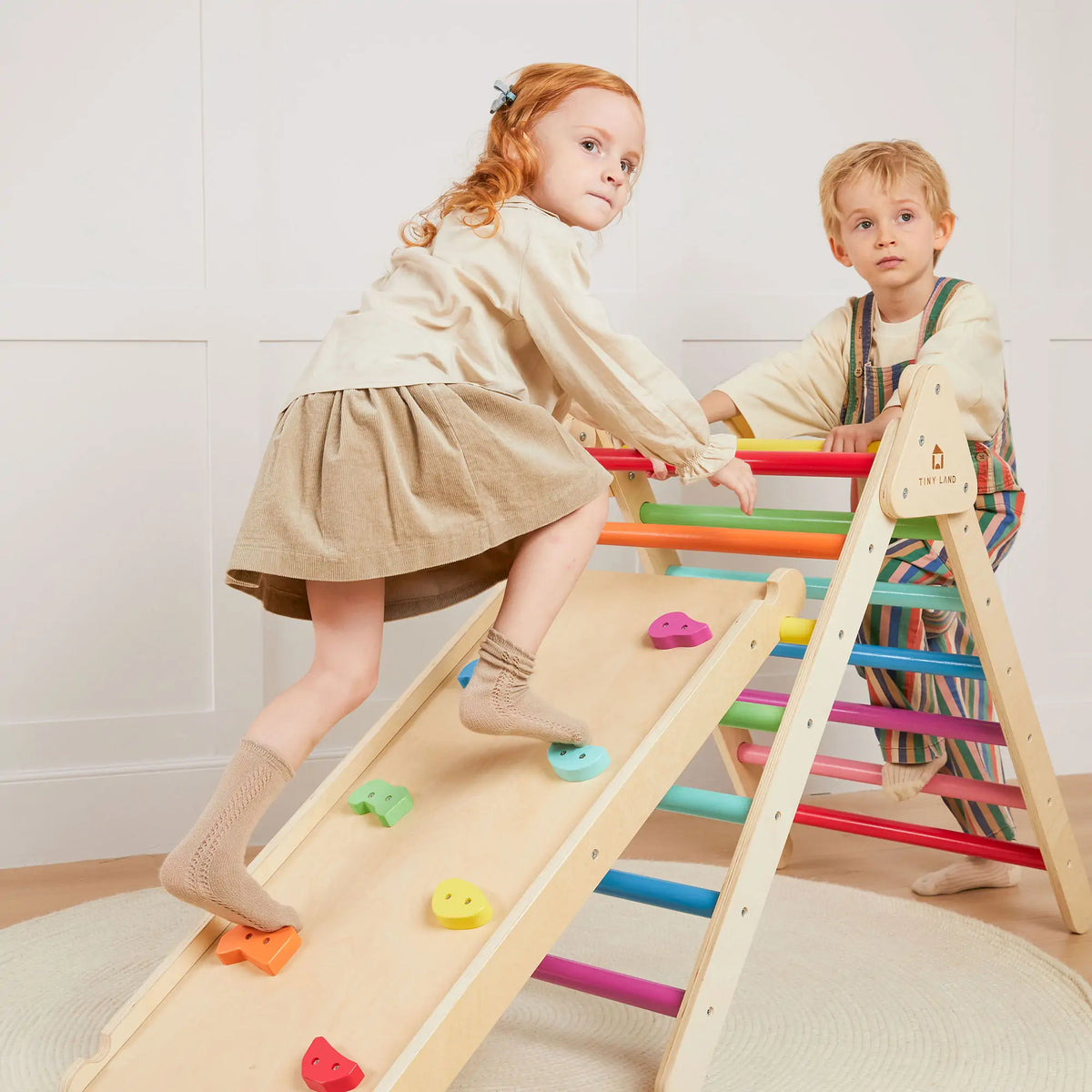 Tiny Land® Pikler Triangle 7-in-1 Montessori Climbing Set