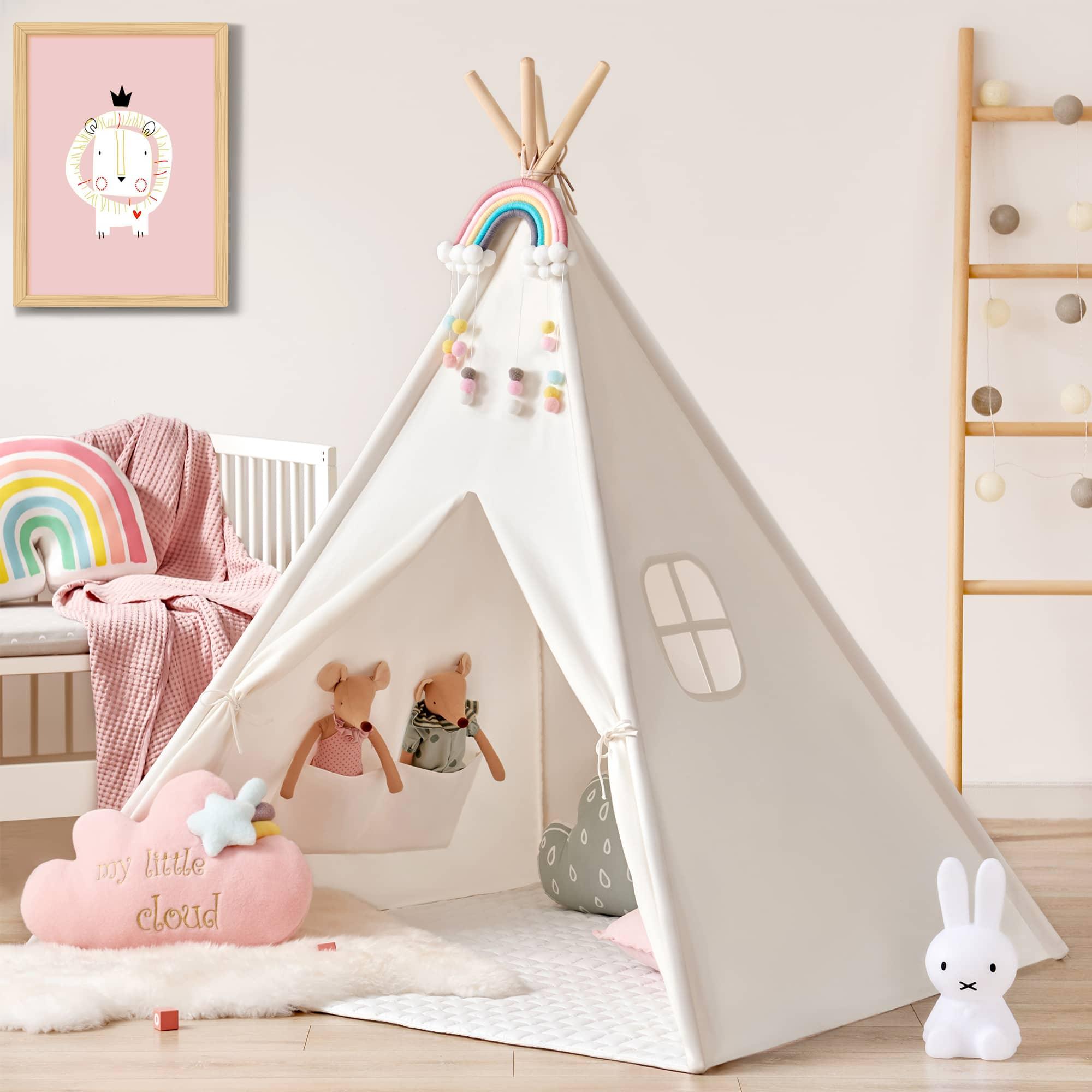 playhouse tent Tiny Land Kids Teepee Tent Children Play Tent with Mat & Carry Case