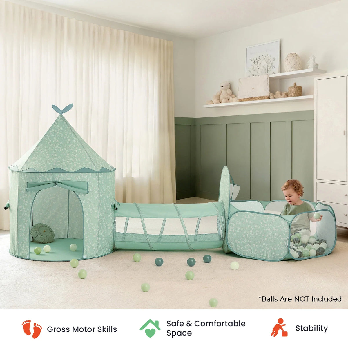 Tiny Land® Compact Adventure 3-in-1 Play Tunnel With no Balls