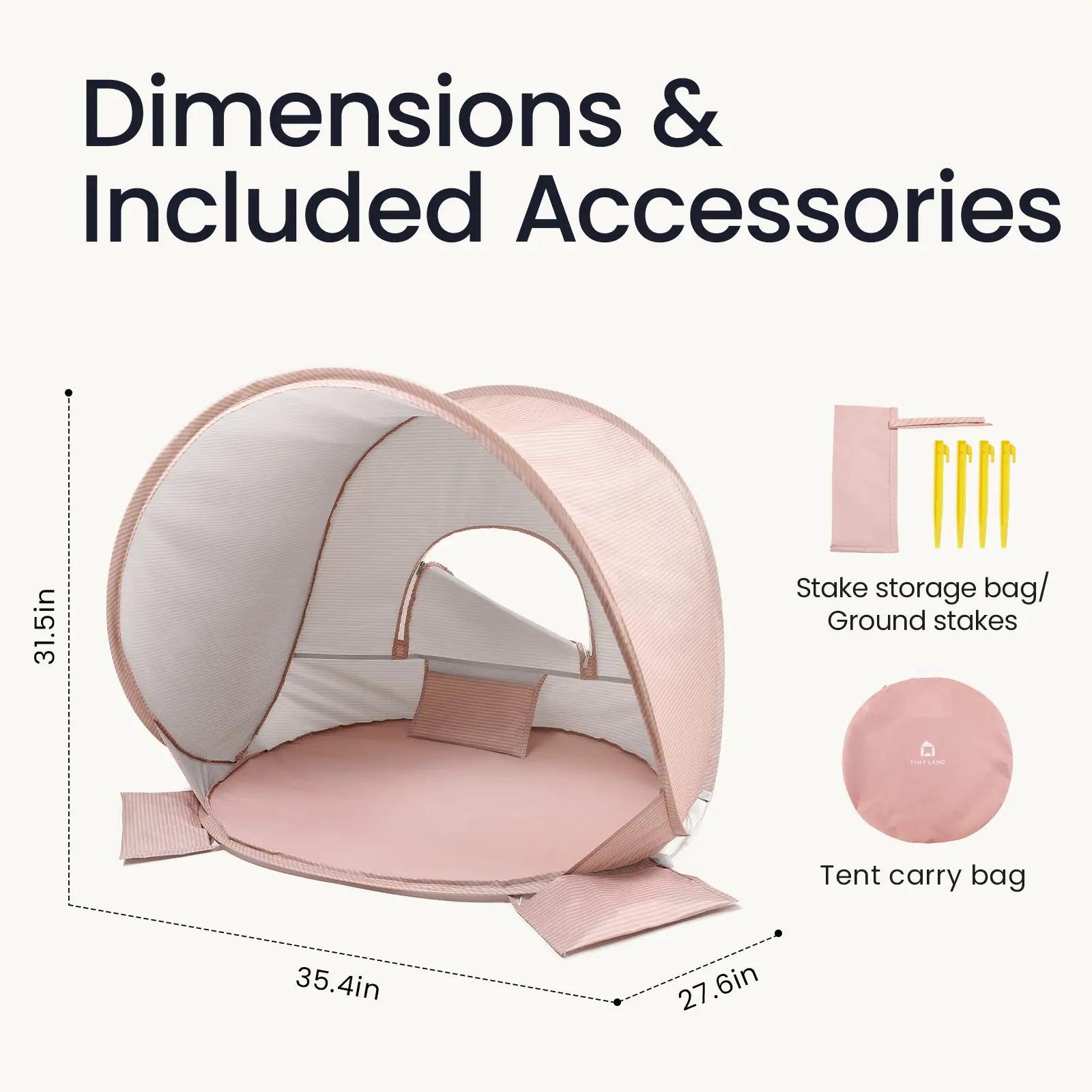 Tiny Land® Baby Beach Tent – Blush Pink Play Tent for Outdoor Fun