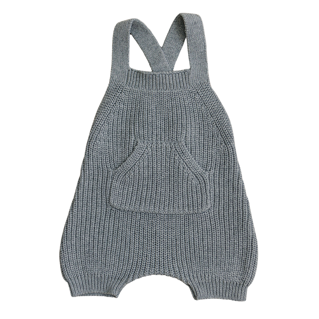 Grey Pocket Knit Overalls Mebie Baby