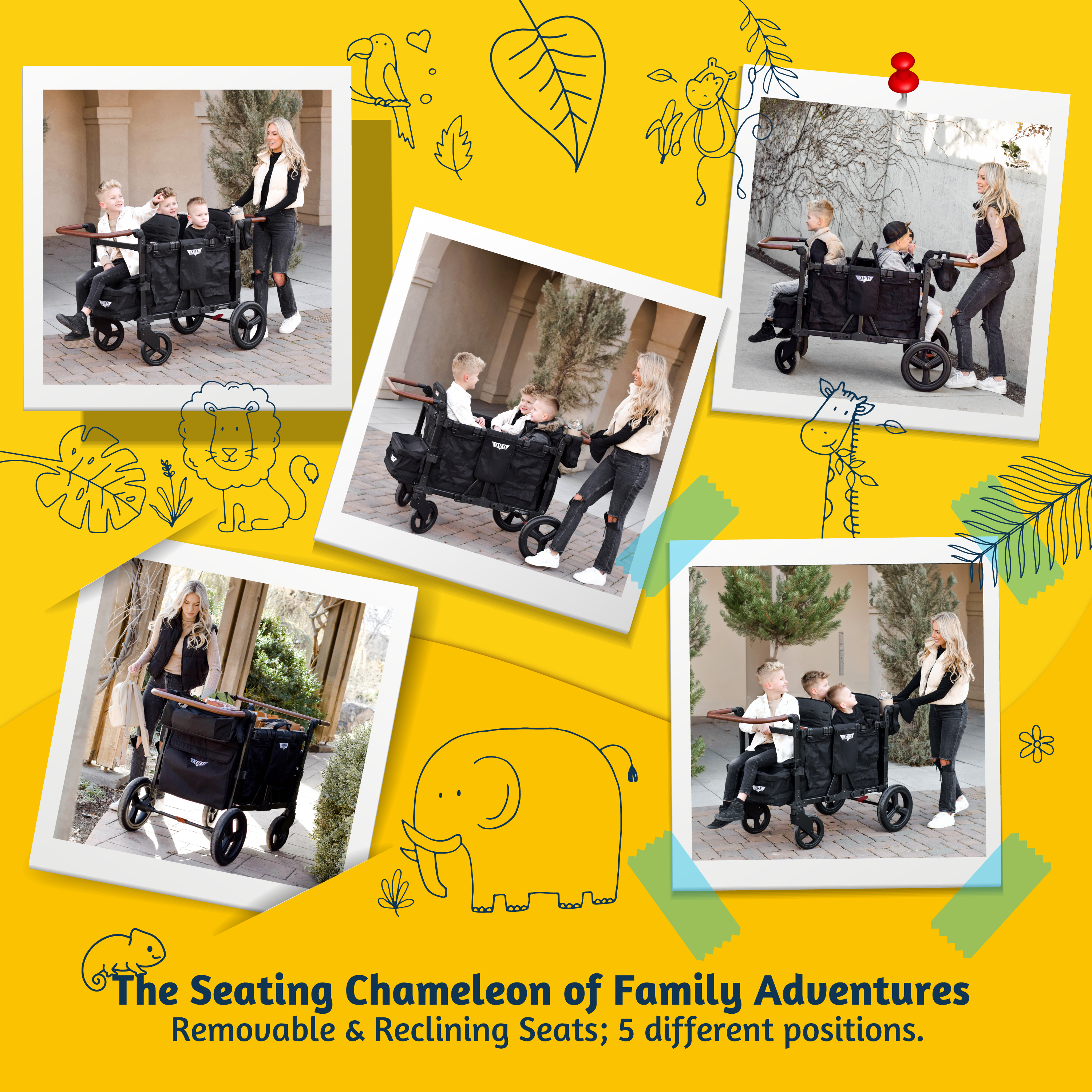 Keenz Vyo͞o The Seating Chameleon Stroller Wagon 4-Passengers Keenz Stroller Wagons