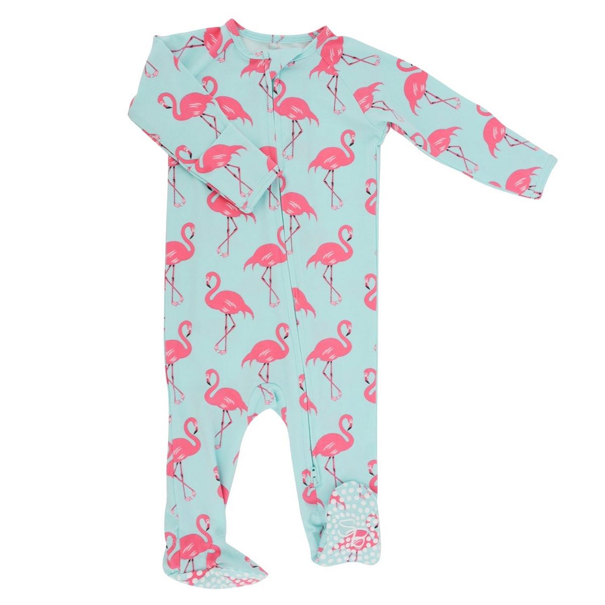 Zipper Footie - Flamingo Aqua