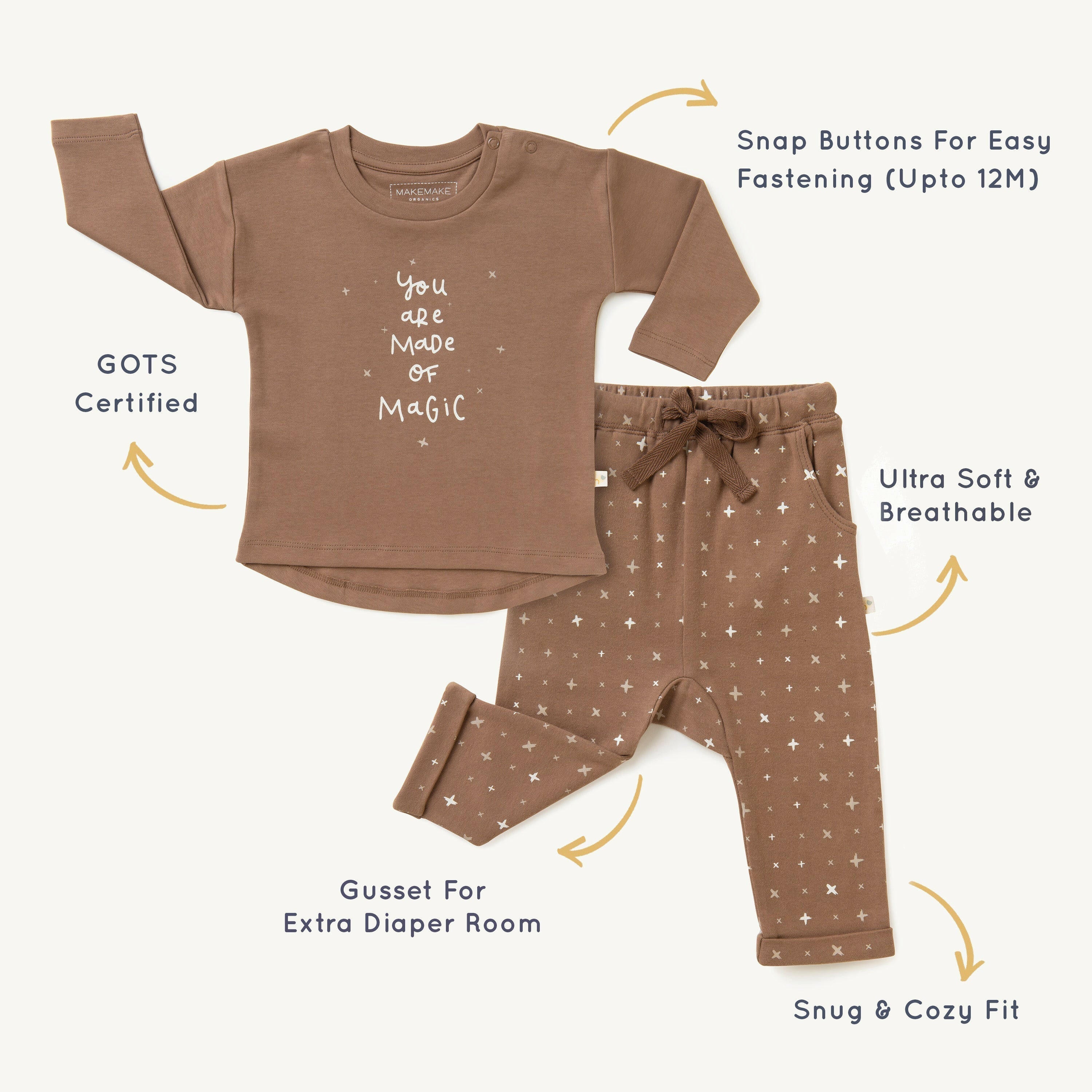 Organic Kids T-Shirt & Pant Set - Magic Tee & Pant Set Makemake Organics