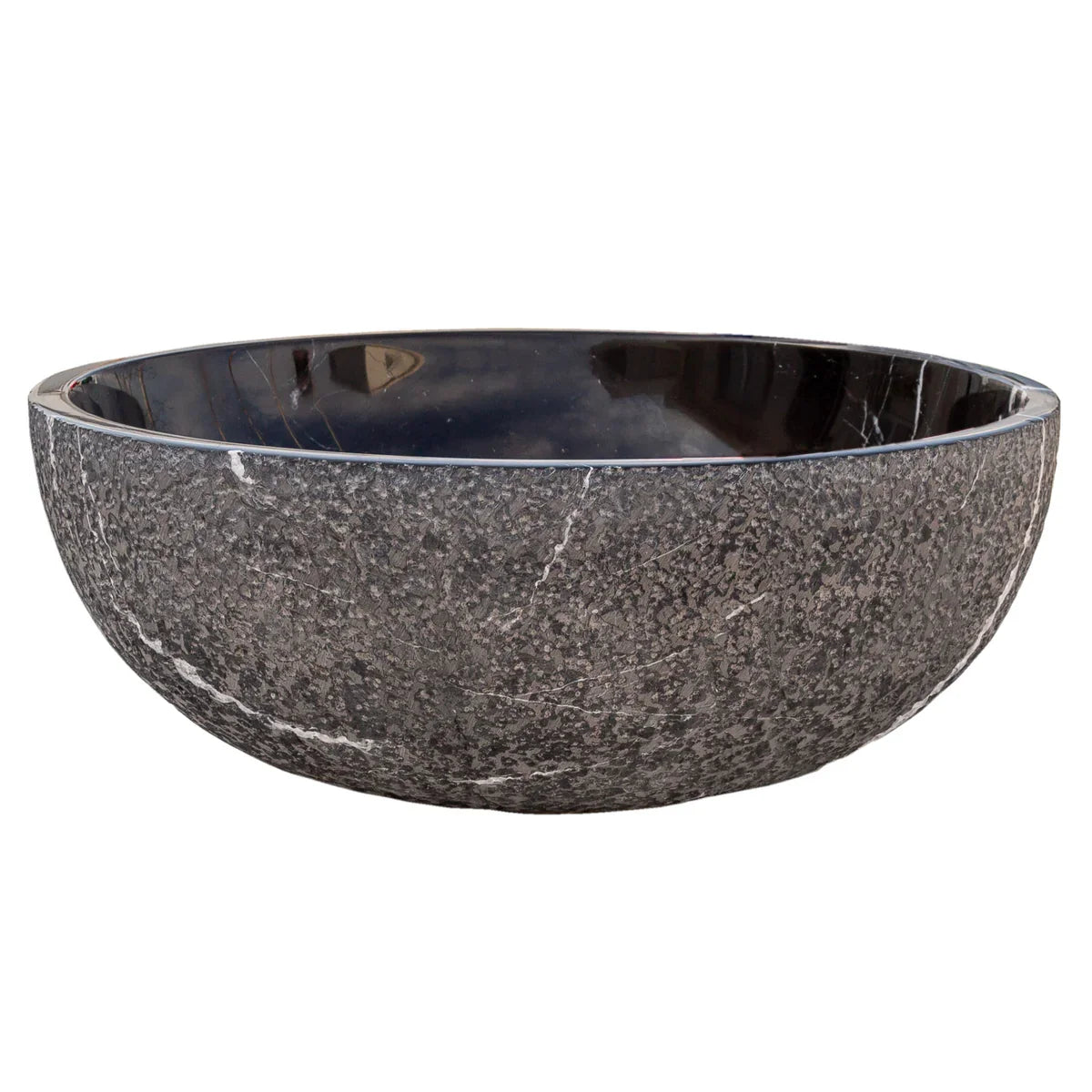 Toros Black Marble Above-Vanity Bathroom Vessel Sink Rough Exterior (D)16" (H)6"