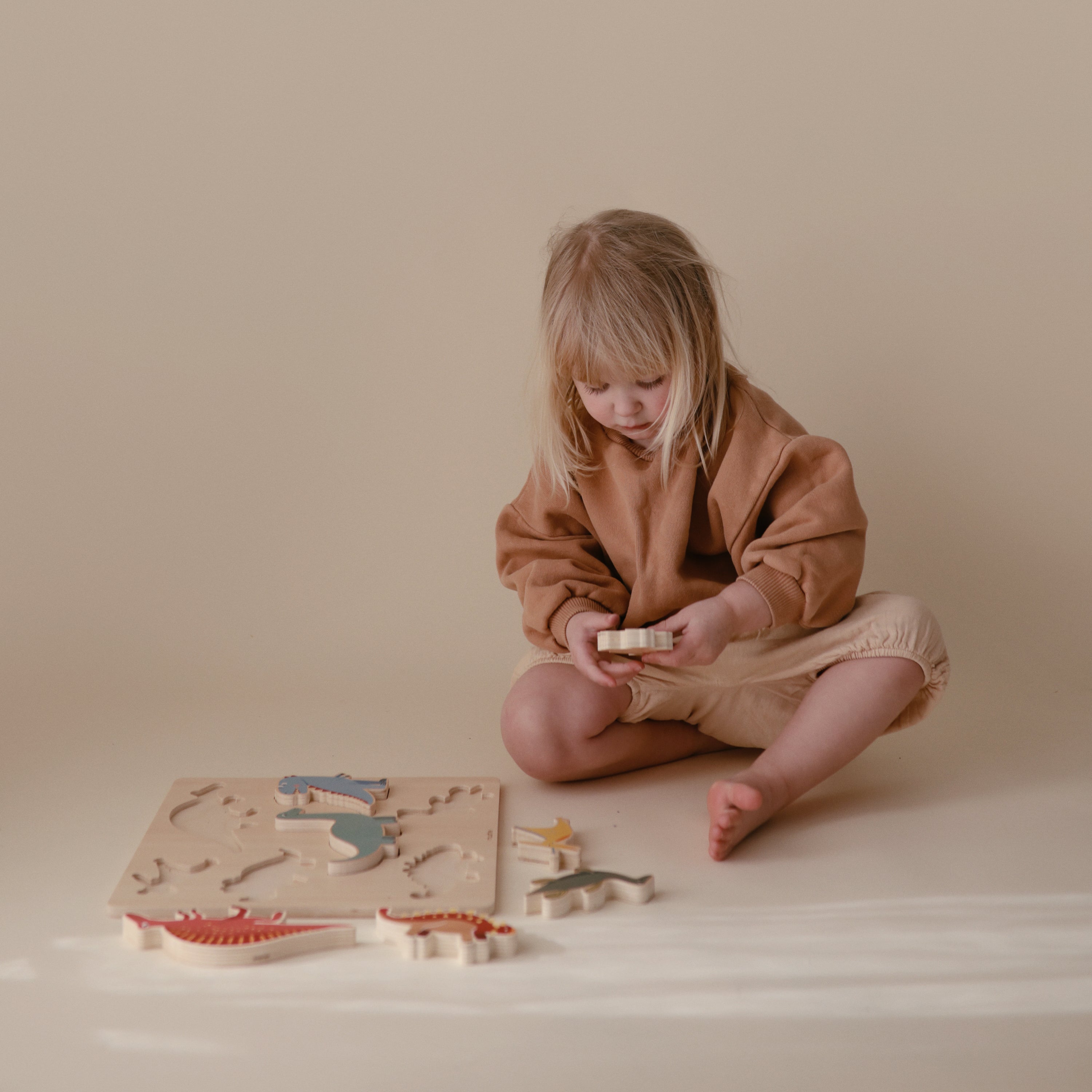 Wooden Dino Puzzle Wooden Puzzle Mushie