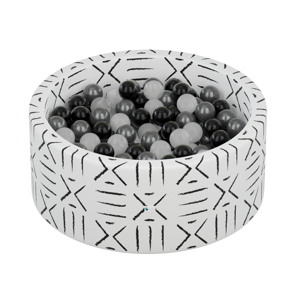 Ball Pit + 200 Pit Balls Little Big Playroom Boho Tribe - Black, Silver, Water Balls