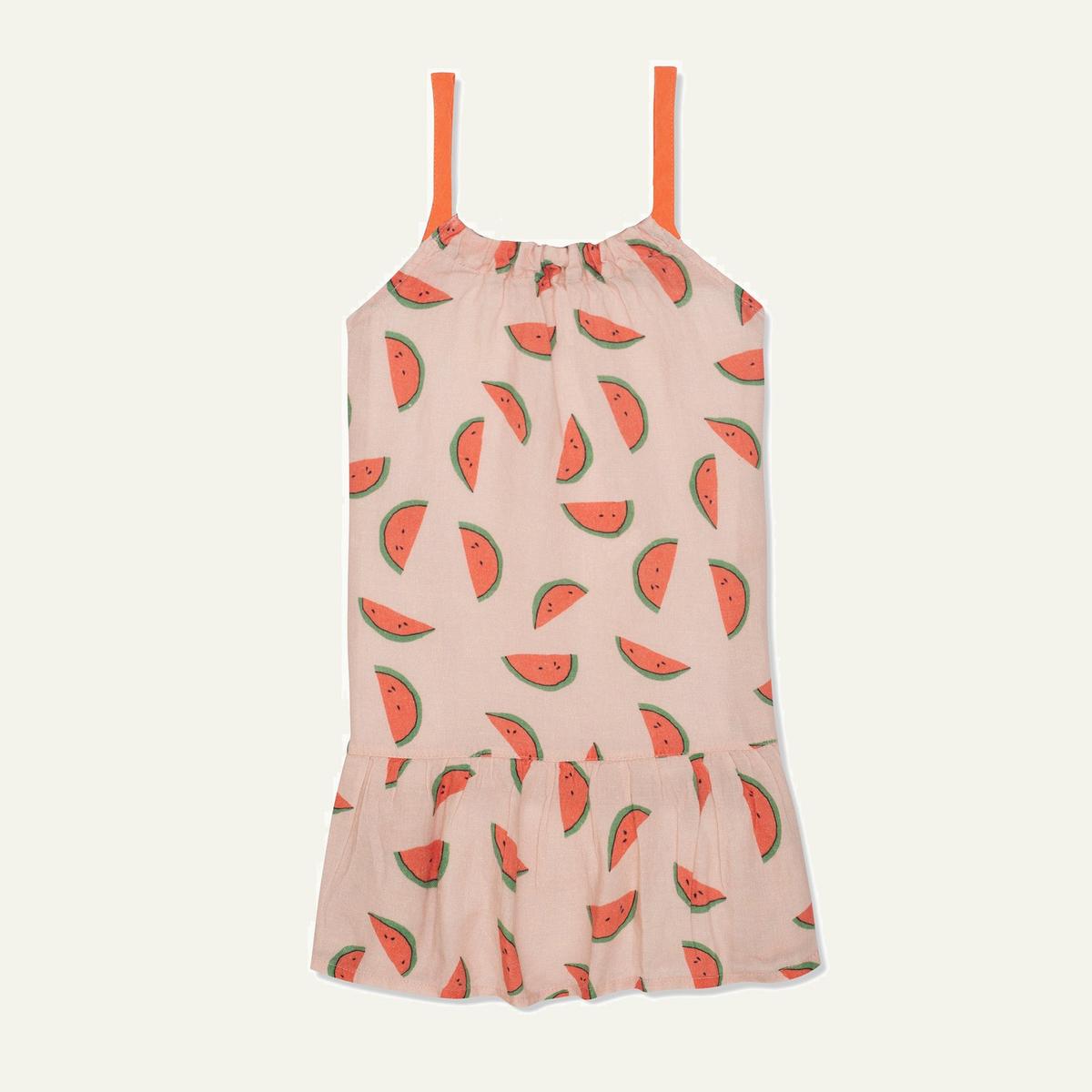 Watermelon Slices Linen Kid Dress - Misty Rose