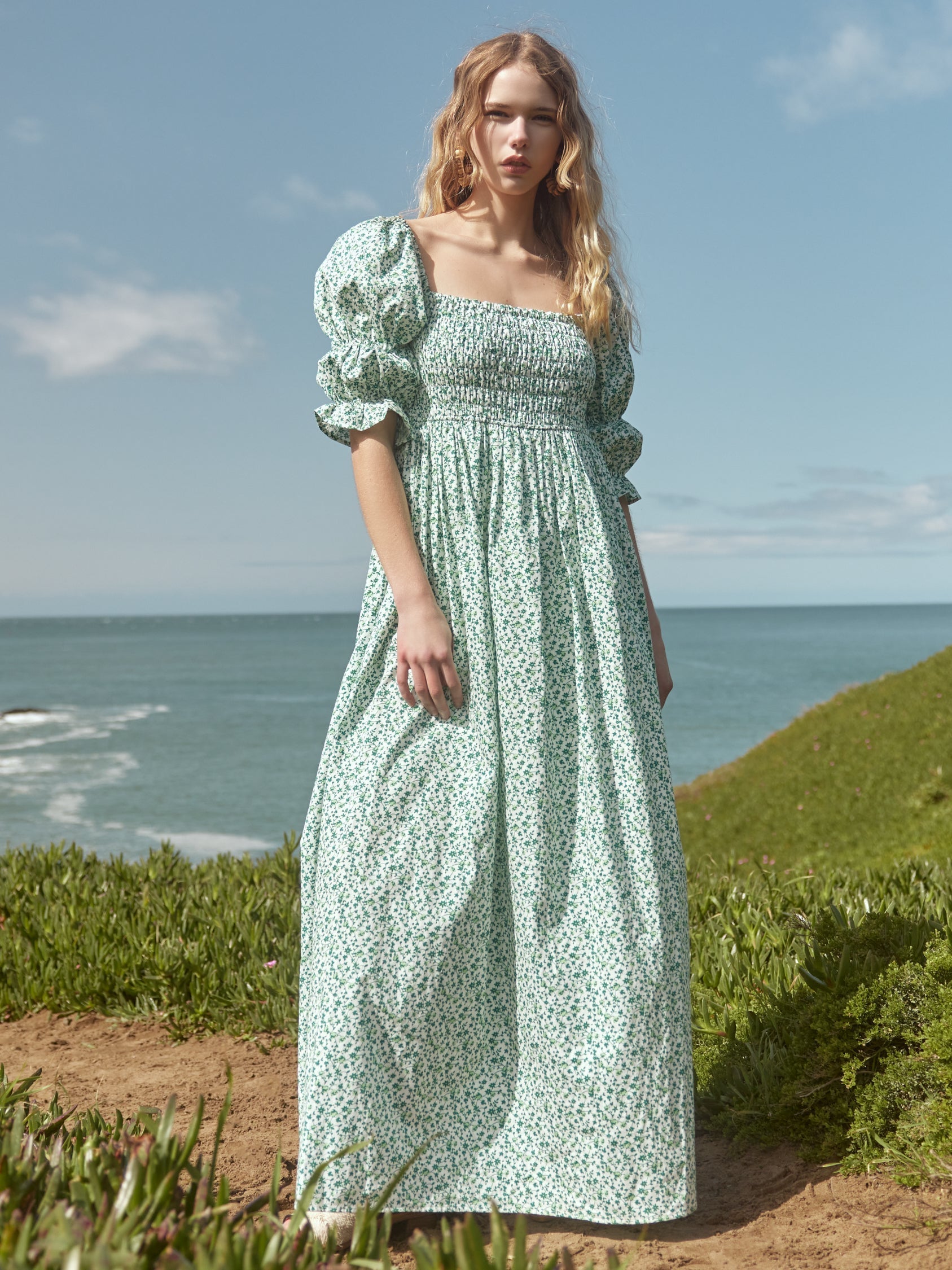 Audra Dress - Ivory/Grassy Knoll Ditsy Floral