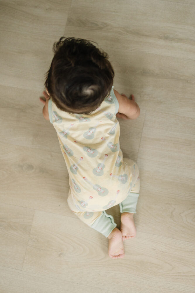 GOTS Certified Organic Cotton Sleeveless Crawler - Ukulele