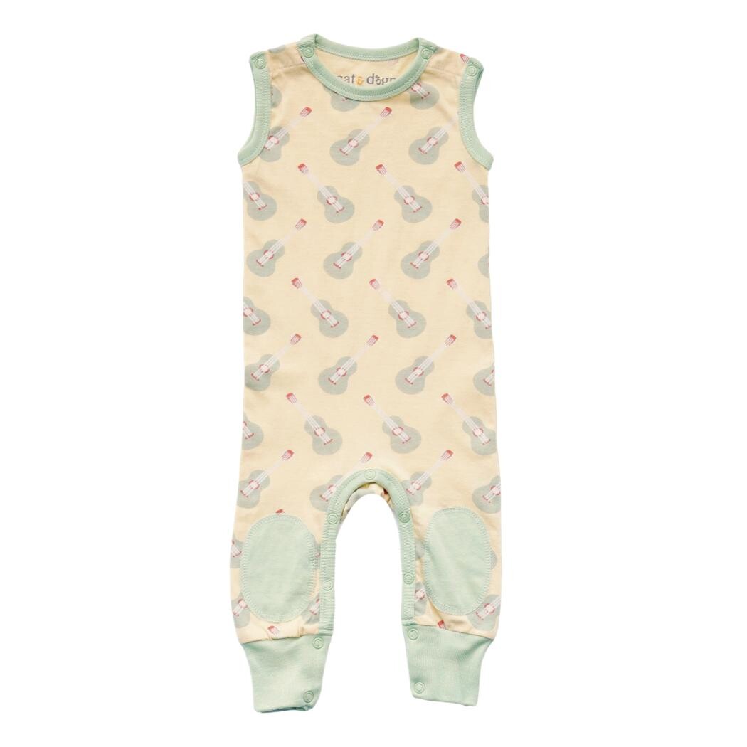 GOTS Certified Organic Cotton Sleeveless Crawler - Ukulele