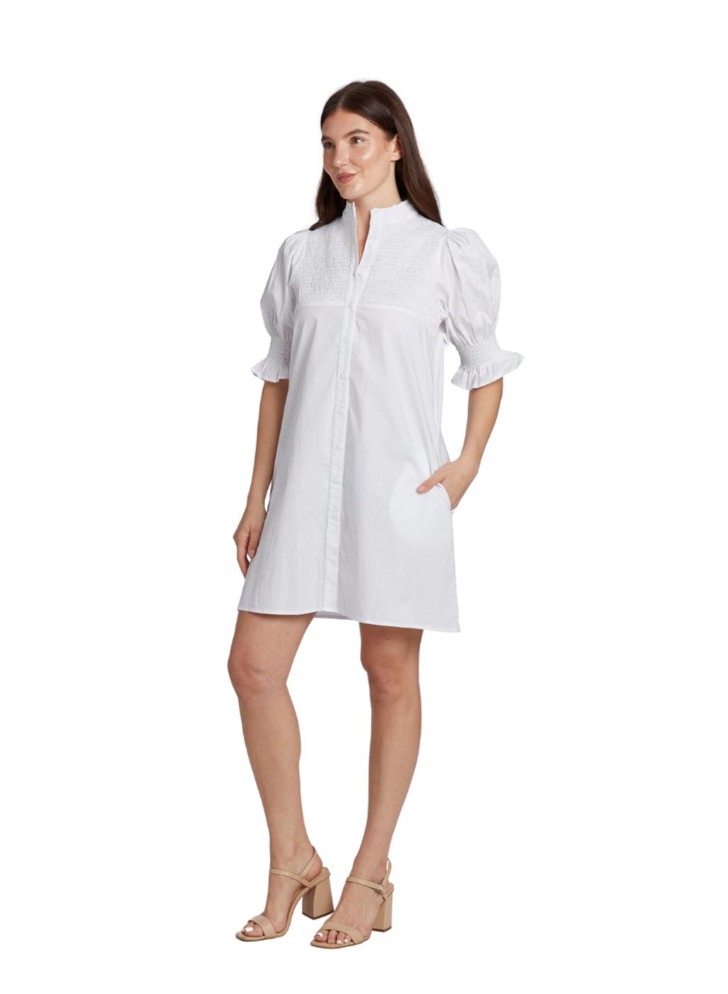 Aubrey Smocked Dress - White