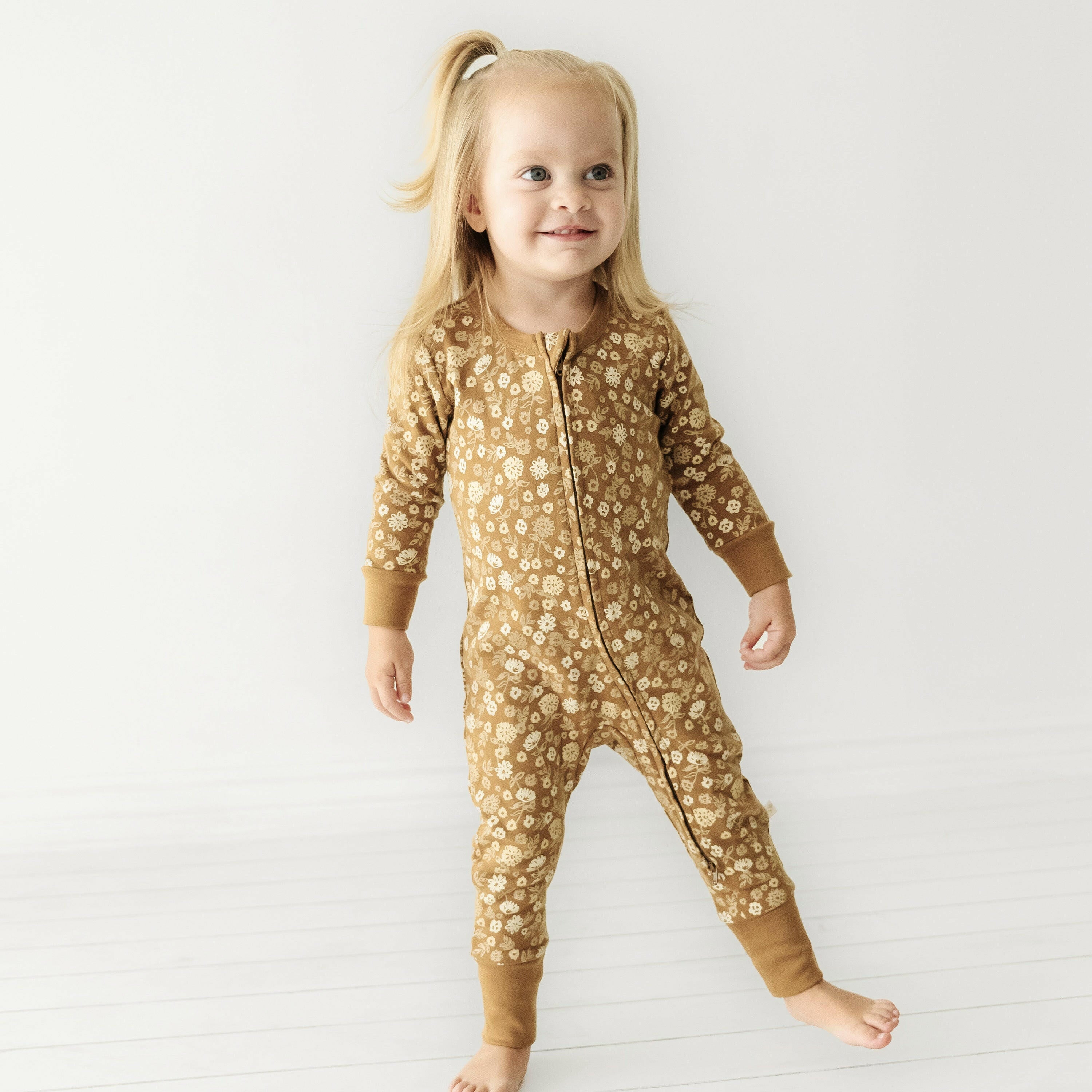Organic Baby 2-Way Zip Romper - Wildflower Zippered Romper Makemake Organics