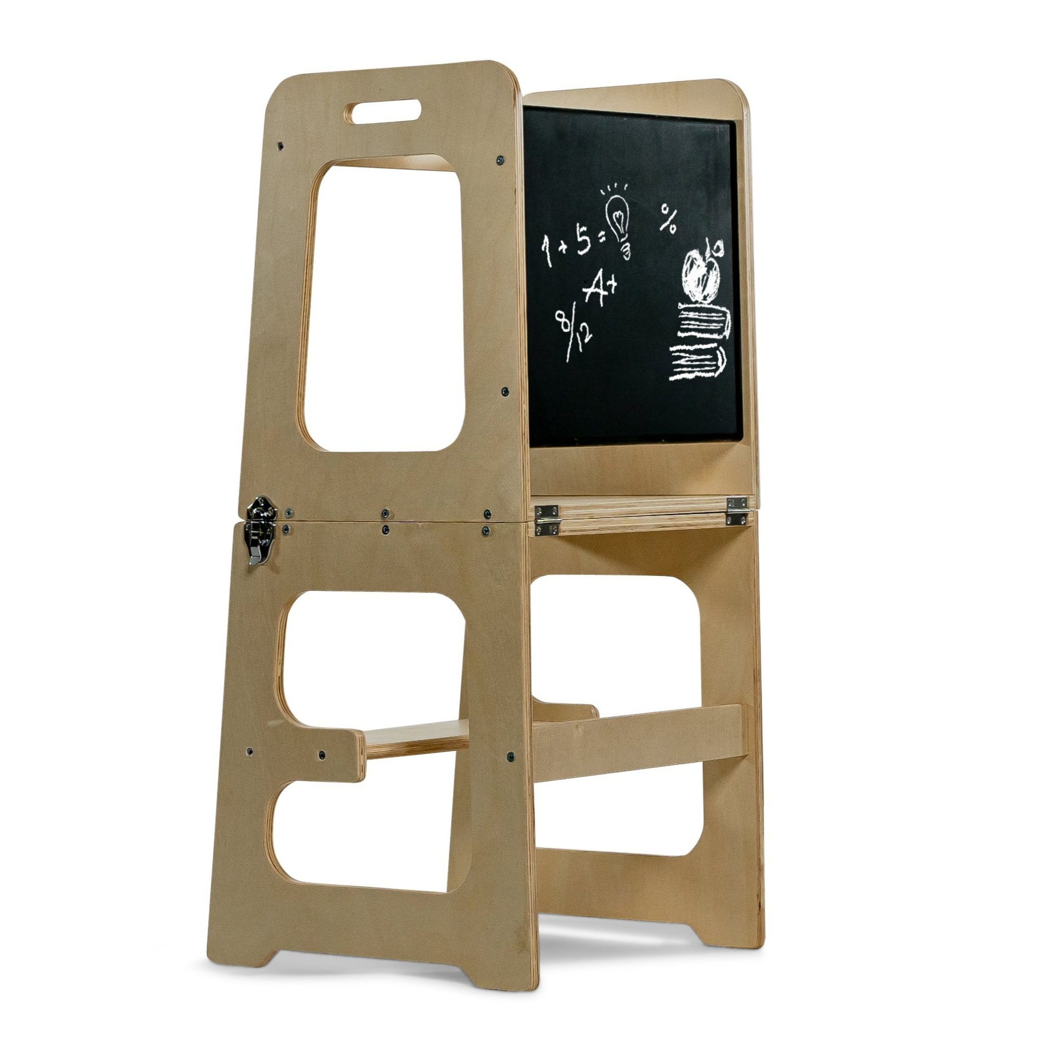 Date - 4 in 1 Kitchen Tower, Desk, Step Stool and Chalkboard Indoor Avenlur.com Natural