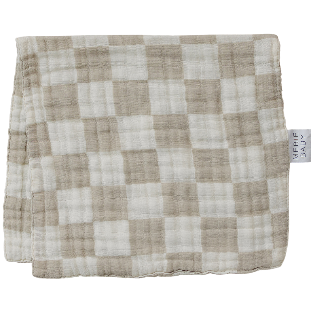 Taupe Checkered Muslin Burp Cloth Mebie Baby
