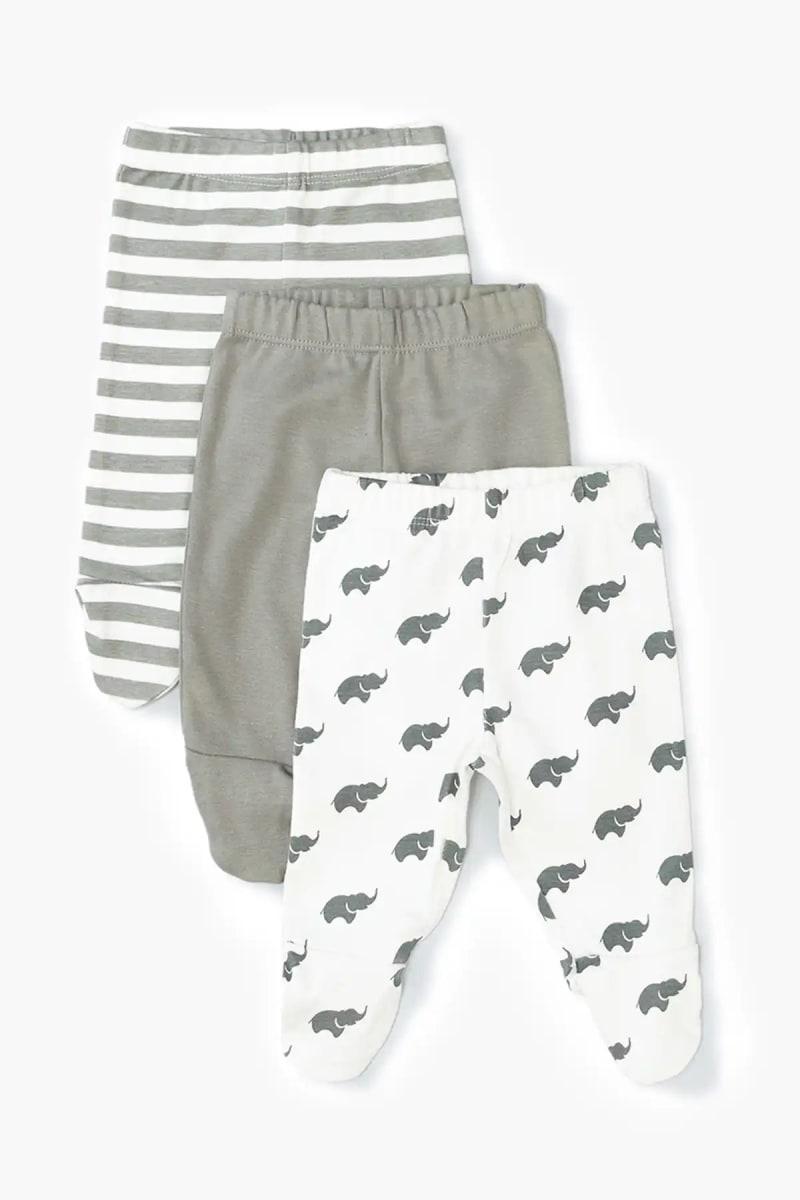 3-Pack Footed Baby Pants - Grey - FINAL SALE